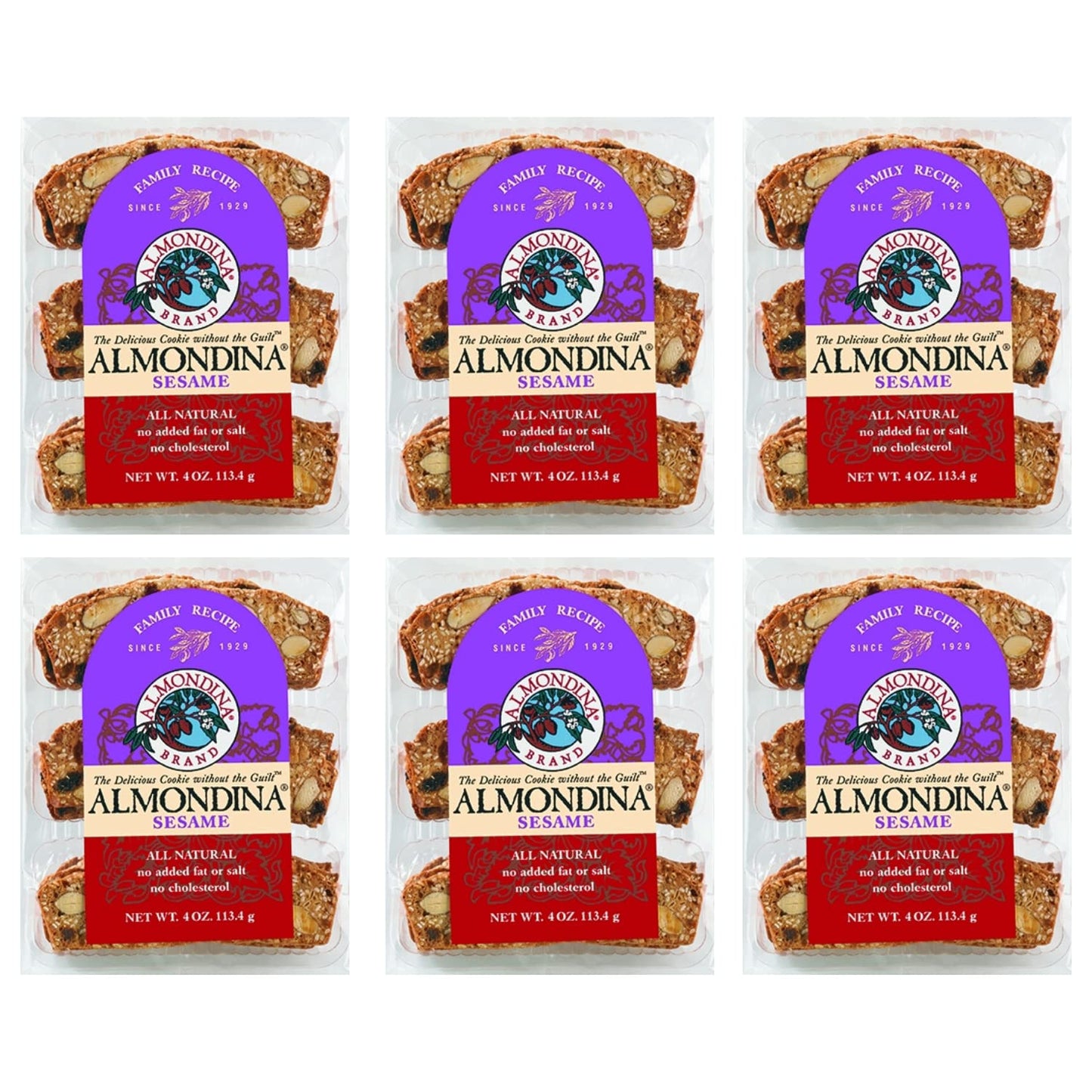 Almondina Almond Cookies, Sesame Flavor, Roasted Almonds with Sesame, Non-Dairy and Kosher Thin Cookies, Toasted with Natural In