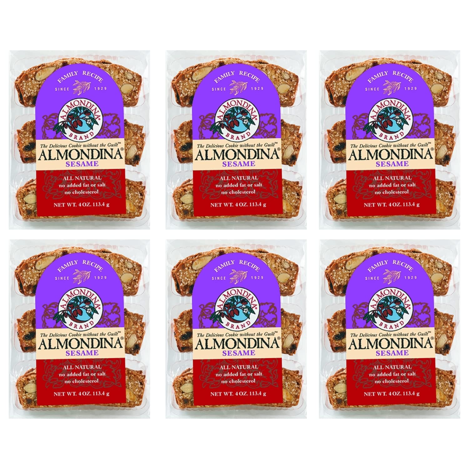 Almondina Almond Cookies, Sesame Flavor, Roasted Almonds with Sesame, Non-Dairy and Kosher Thin Cookies, Toasted with Natural In