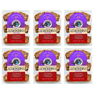 Almondina Almond Cookies, Sesame Flavor, Roasted Almonds with Sesame, Non-Dairy and Kosher Thin Cookies, Toasted with Natural In
