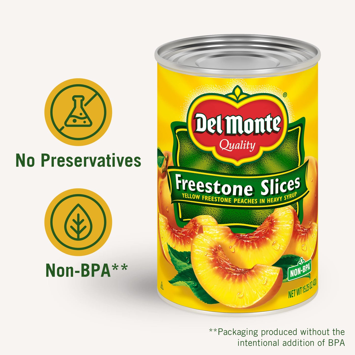 Del Monte Canned Sliced Freestone Peaches in Heavy Syrup  15.25 oz Can (Pack of 12)