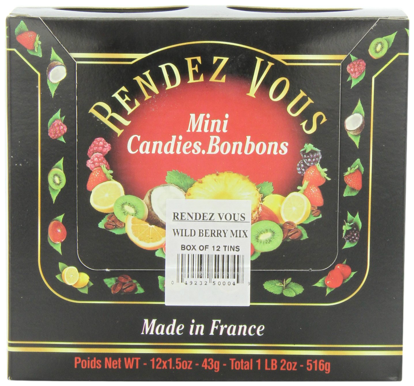 Rendez Vous, French Mini Candies, Wild Berry, 1.5 Oz (Pack Of 12)