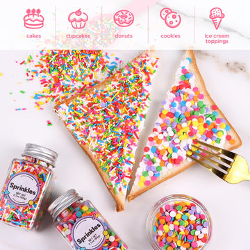 Rainbow Sprinkles, Confetti Sprinkles, Round Sprinkles, Rainbow Sprinkles For Cake Decorating, Chocolate, Cupcake, Candy Sprinkl