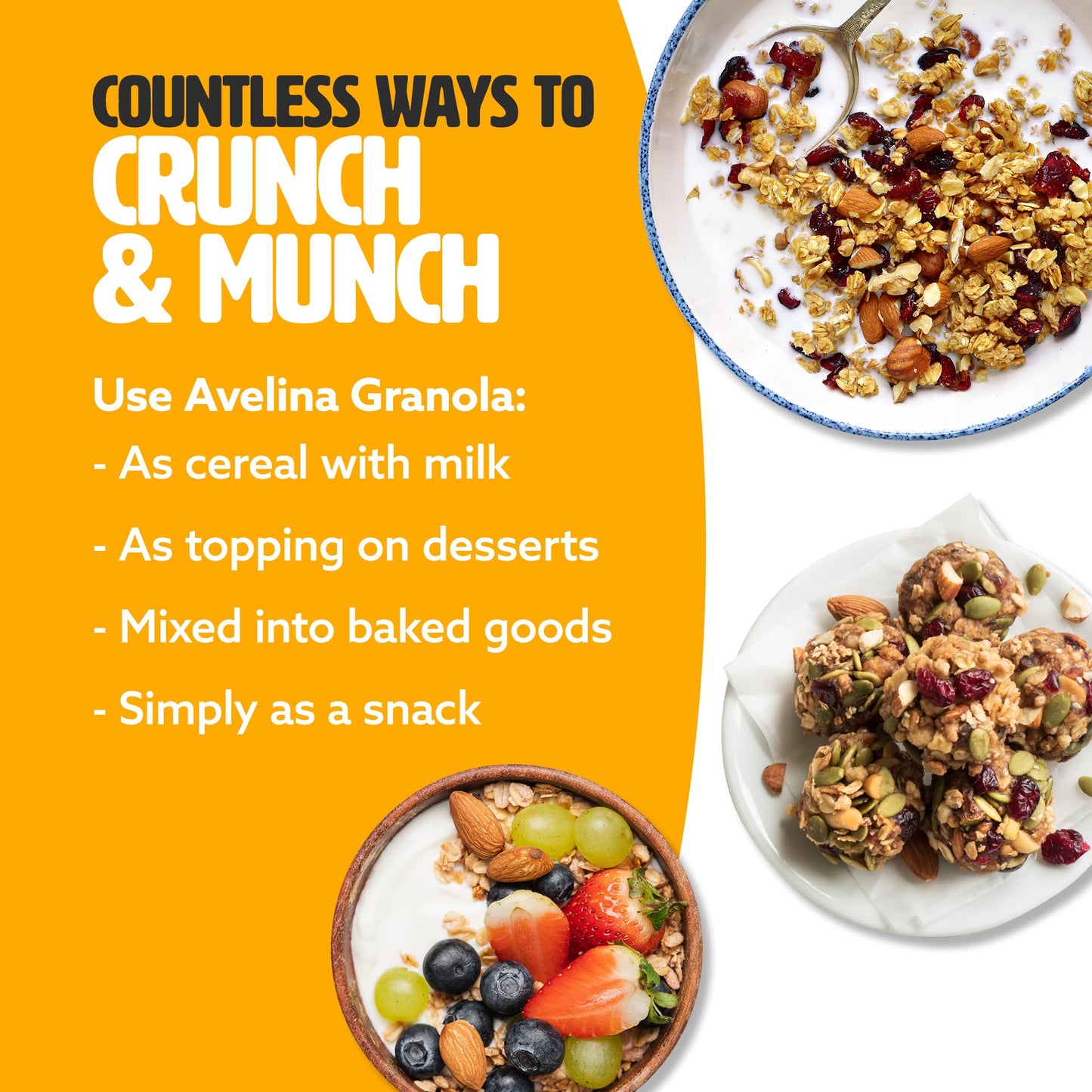 Avelina Gluten Free Granola Honey & Almonds - Healthy Oatmeal-Based Cereal - Kosher, Non-Gmo - (12.3 Oz, 4-Pack)