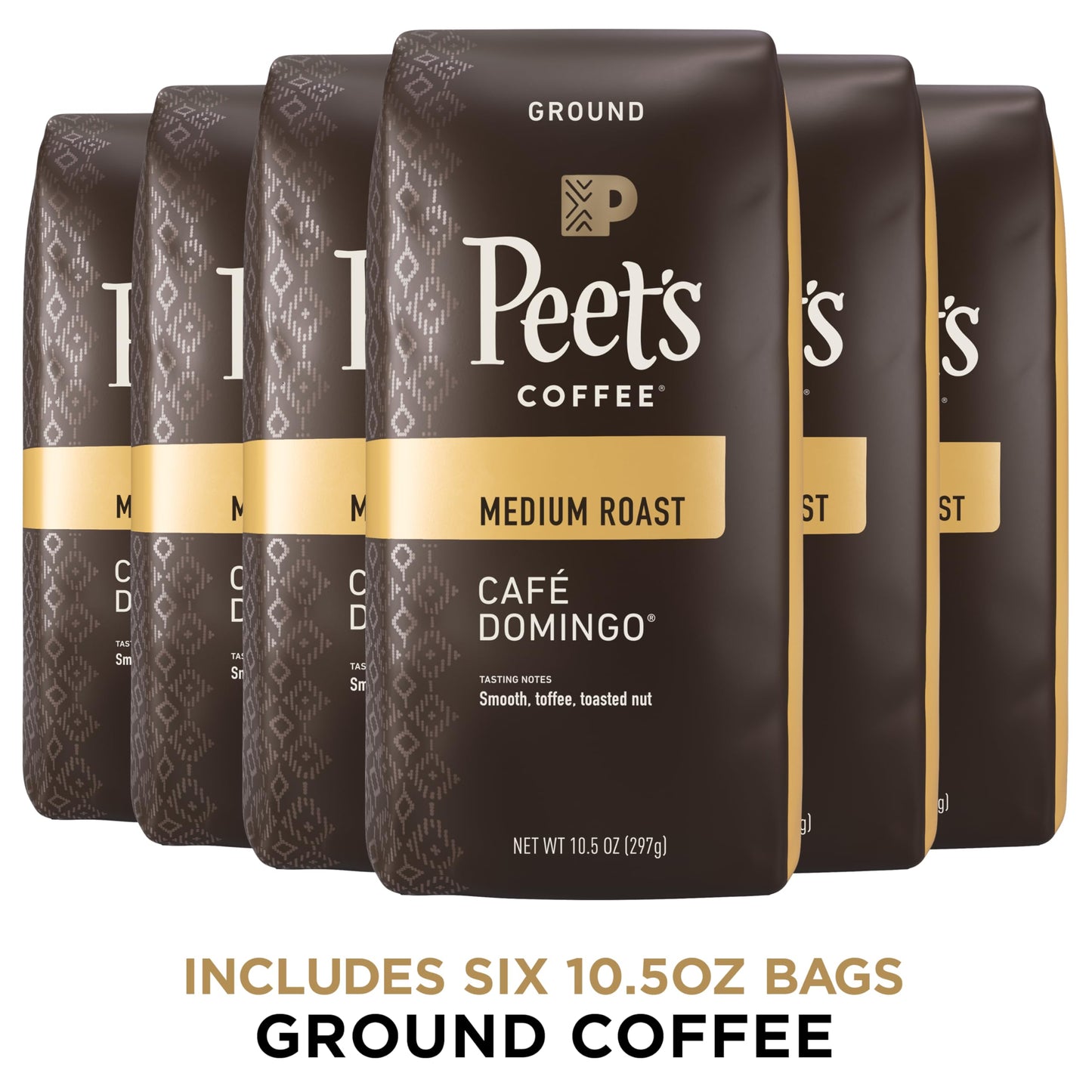 Peet'S Coffee, Medium Roast Ground Coffee - Cafe Domingo 10.5 Ounce (Pack Of 6)