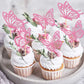Rssta i Pink Glitter Butterfly Cupcake Toppers, 24 Pack, Paper, Design 1 Deep Pink, Wedding, Baby Shower, Kids Birthday Party Decorations