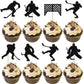 Rsstarxi Hockey Cupcake Toppers - 24 Pack Glitter Ice Hockey Picks for Birthday Party Decorations - Cardstock - Design 3