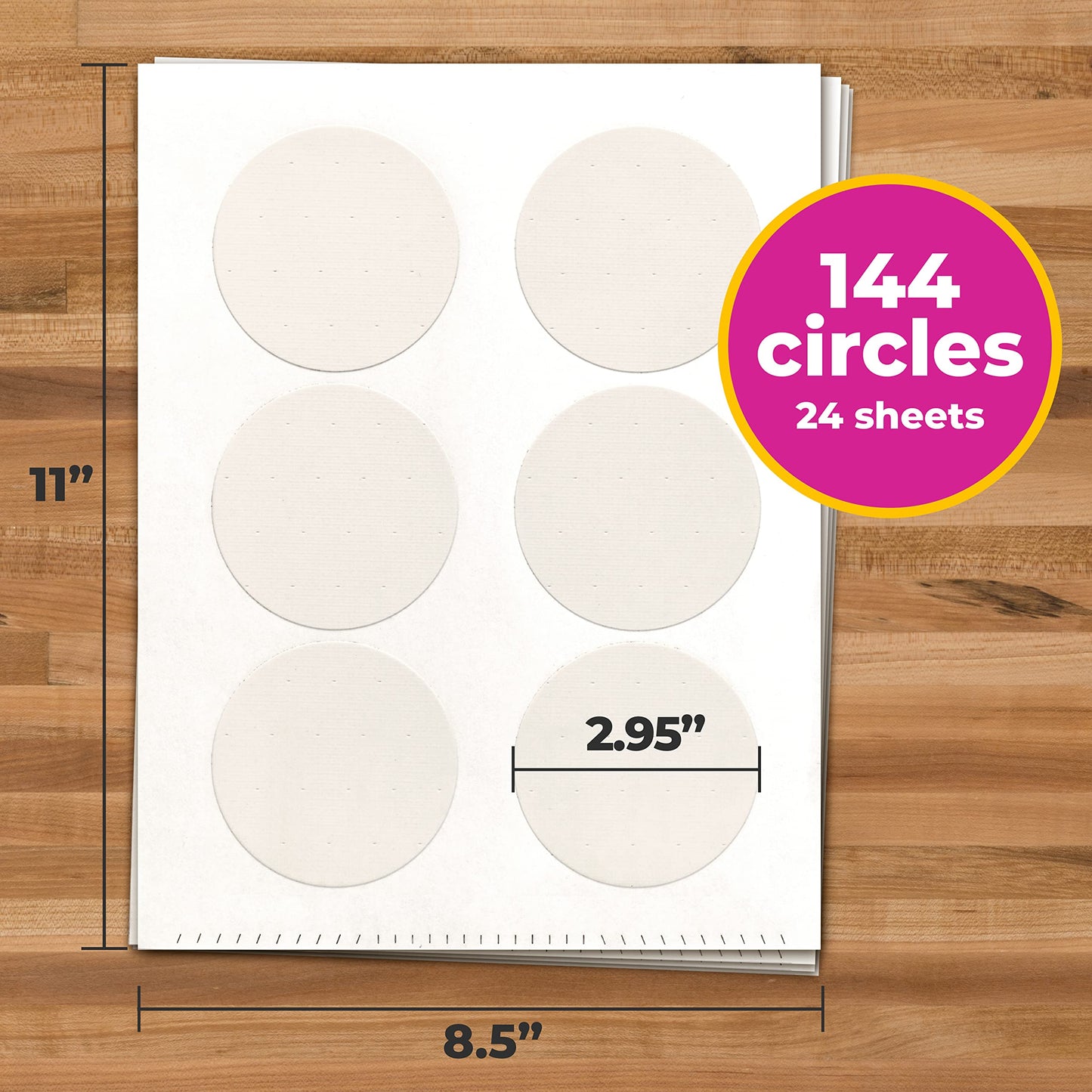 DecoPac PhotoCake® Pre-Cut 3 Circles, A4 Frosting Sheets, Paper, Model 13058, Pack of 144