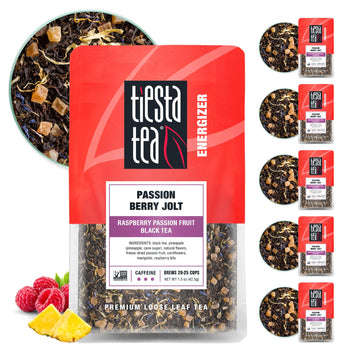 Tiesta Tea - Passion Berry Jolt, Raspberry Passion Fruit Black Tea, Premium Loose Leaf Tea Blend, Caffeinated Black Tea, Make Hot Or Iced Tea, Brews Up To 25 Cups - 1.5Oz Resealable Pouch (Pack Of 6)