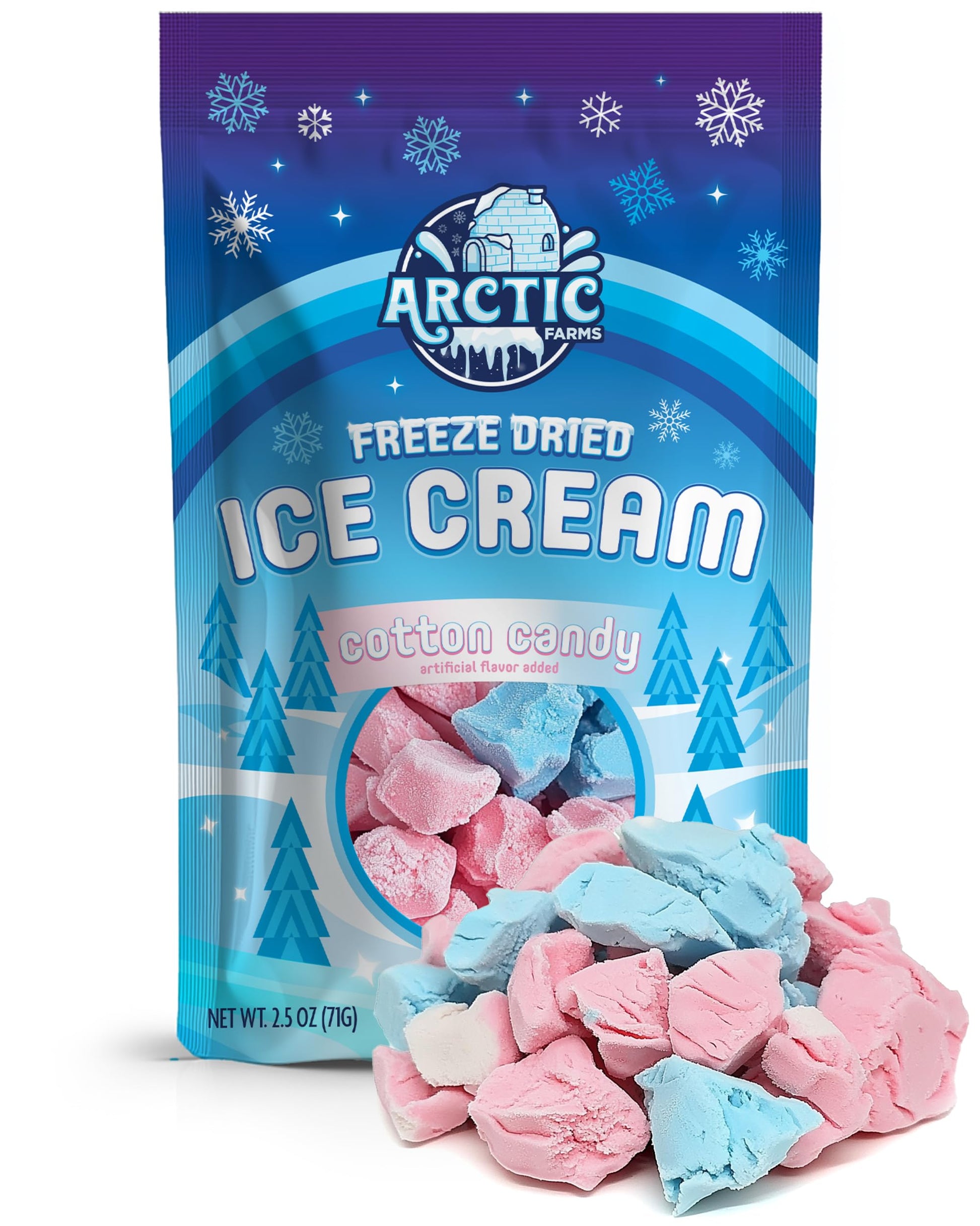 Arctic Farms Freeze Dried Ice Cream Bits Bagged and Boxed - Does Not Melt (Cotton Candy Mix)