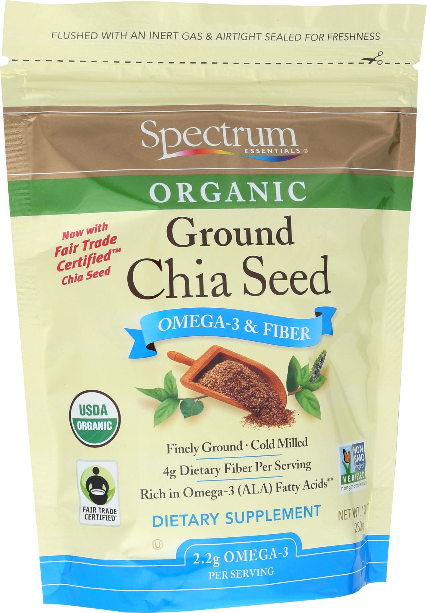 Spectspirit-inspired flavor Essentials Organic Ground Chia Seed, 10 Oz, Pack of 1