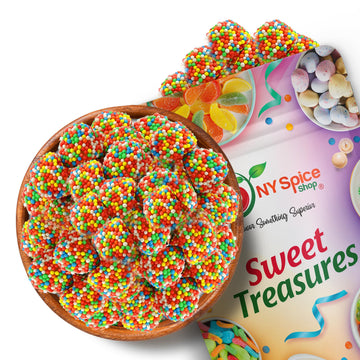 NY Spice Shop Nonpareils Gumdrops - 1 Pound Sweet Fruit Flavored Gummy Centre Candy - Old Fashioned Chewy Candies with Crunchy N