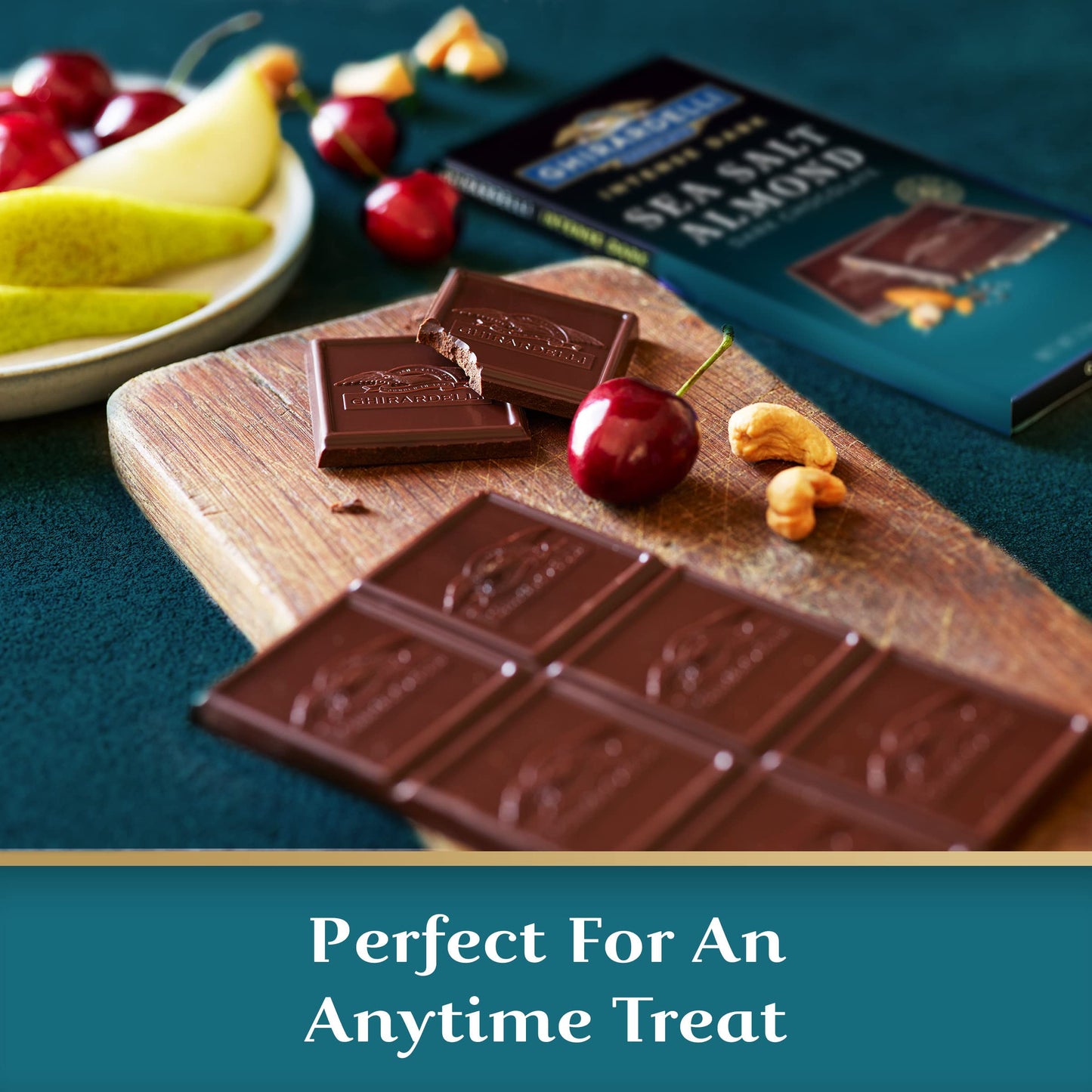Ghirardelli Intense Dark Chocolate Bar, Sea Salt Almond, 3.5 Oz Bar (Pack Of 12)