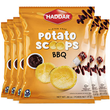 Haddar BBQ Baked Potato Scoops, .88oz (6 Pack) | Baked Potato Chips, Healthier Snacking, Gluten Free Snacks, Bite-Sized