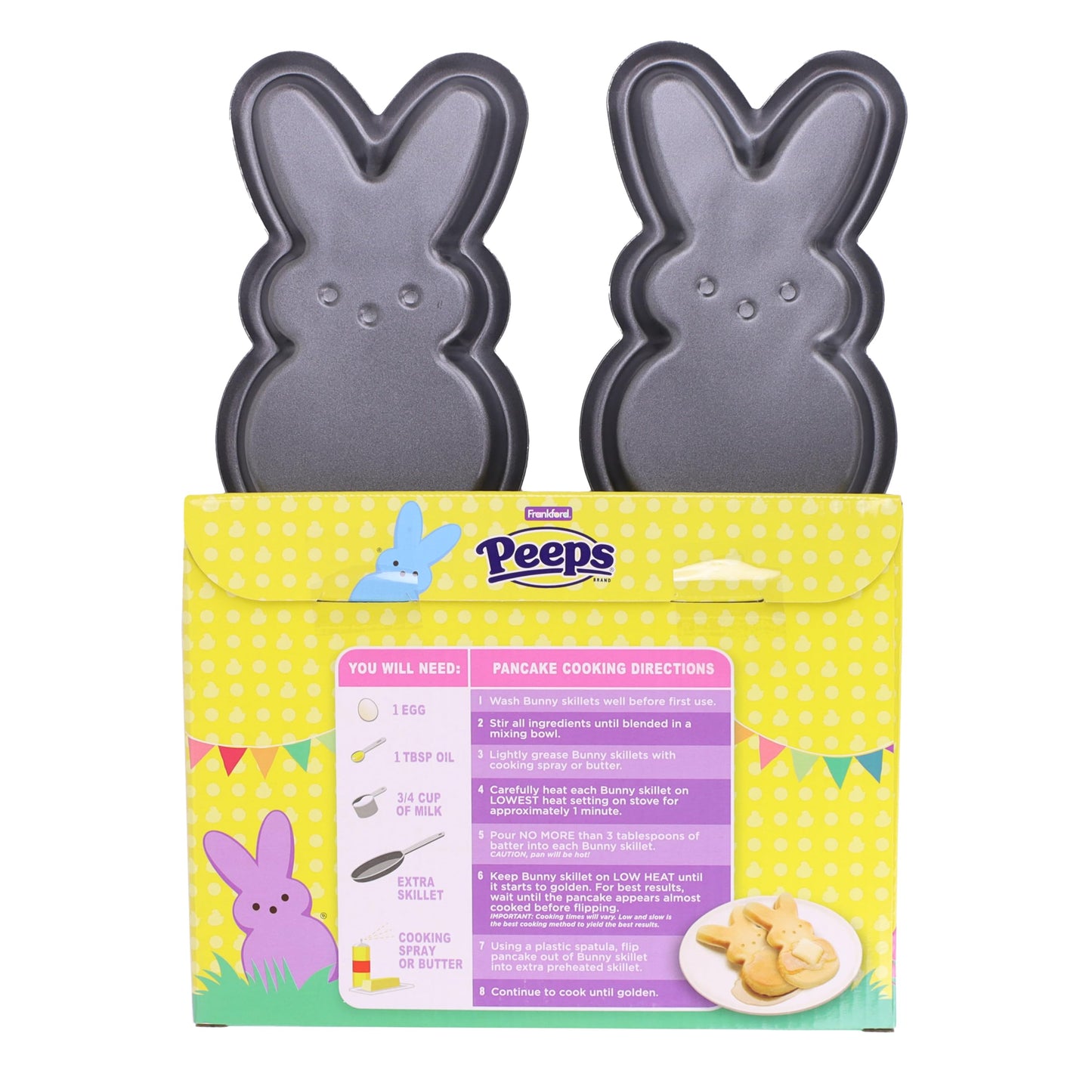 Frankford Peeps Bunny Shaped Skillet 2 Pack With Pancake Mix Gift Set
