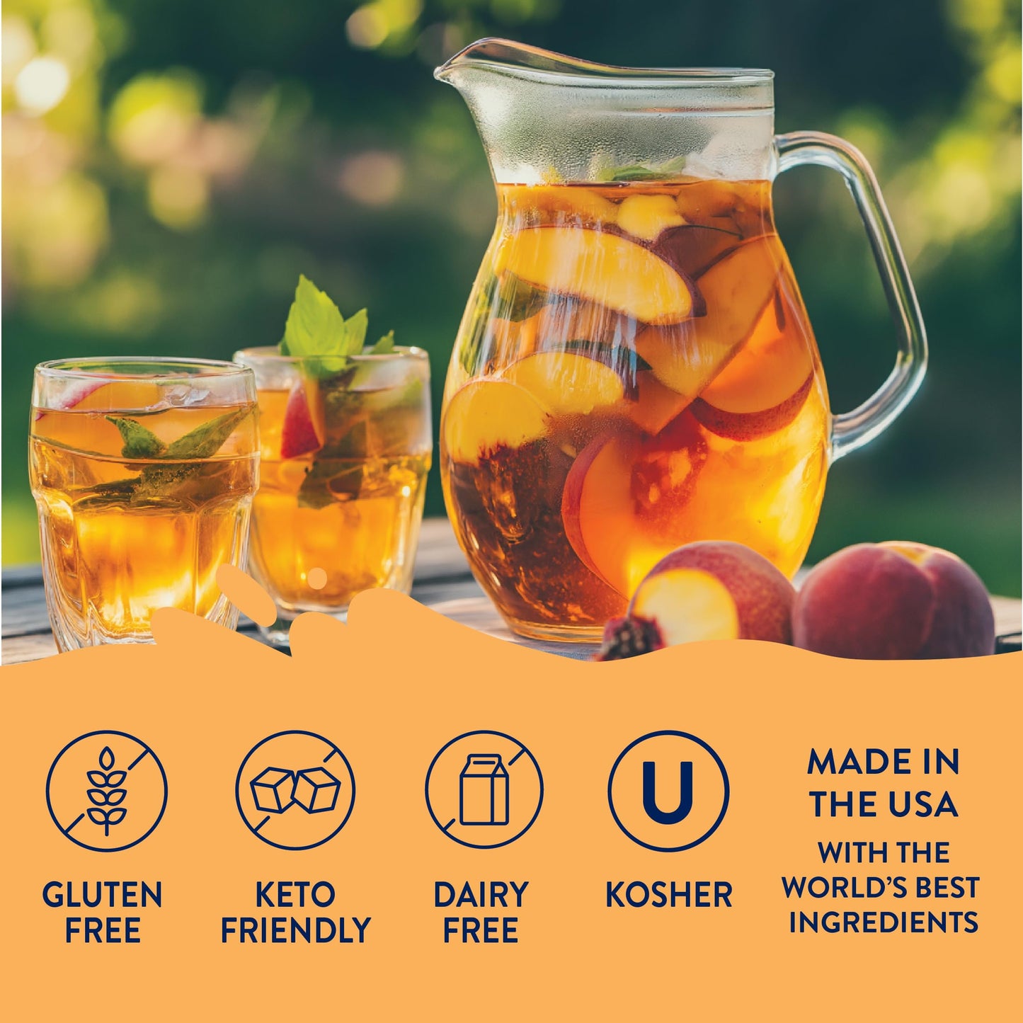 Jordans Skinny Mixes Sugar Free Syrup  Peach Tea Flavor  Fruit Flavored Water Enhancer  Drink Mix for Iced Tea  Lemonade  Drinks  Low Calorie Water Flavoring  Dairy & Gluten Free  Kosher  25.4 Fl Oz