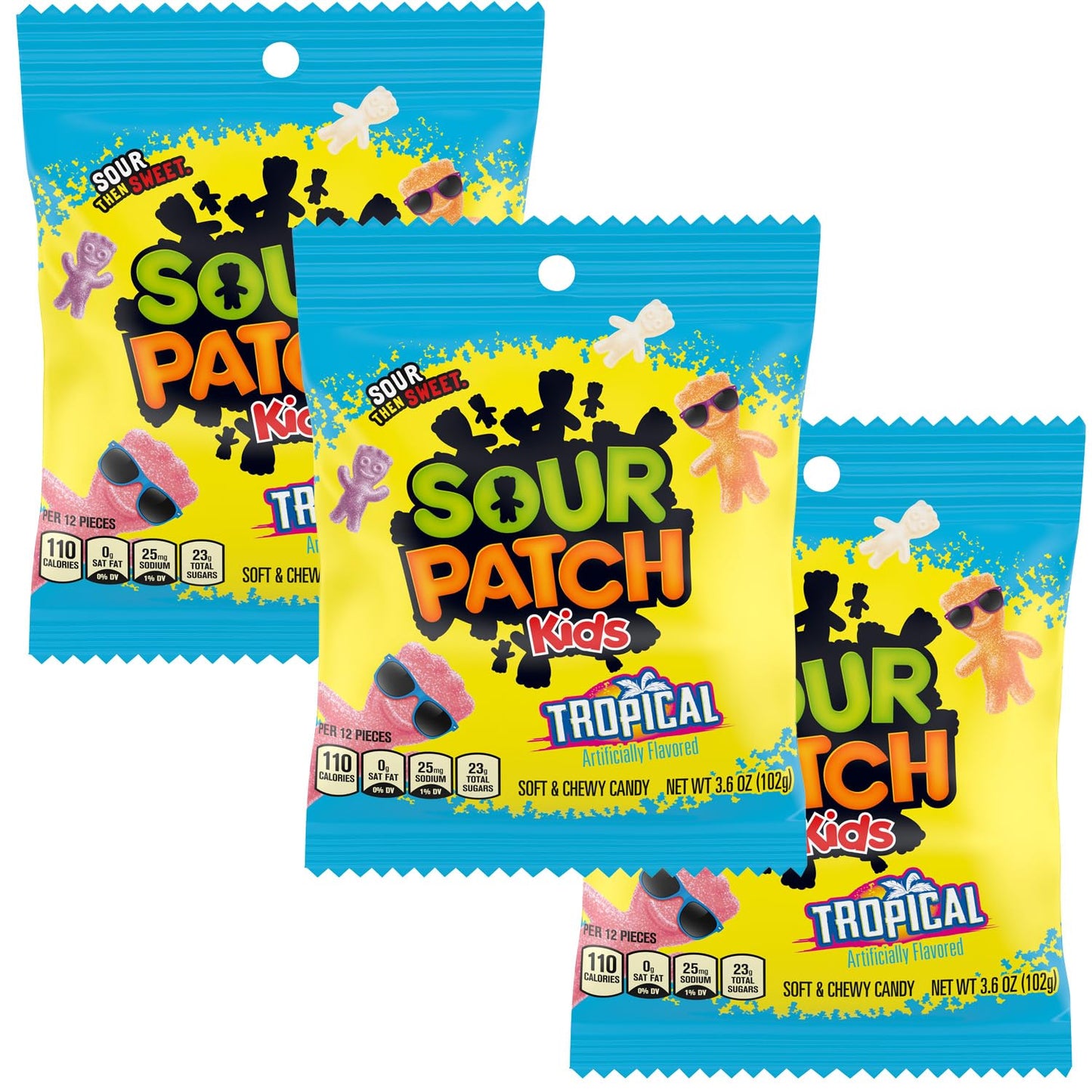 SourPatch Kids Tropical, 3.6 Ounce Bags (Pack of 3)