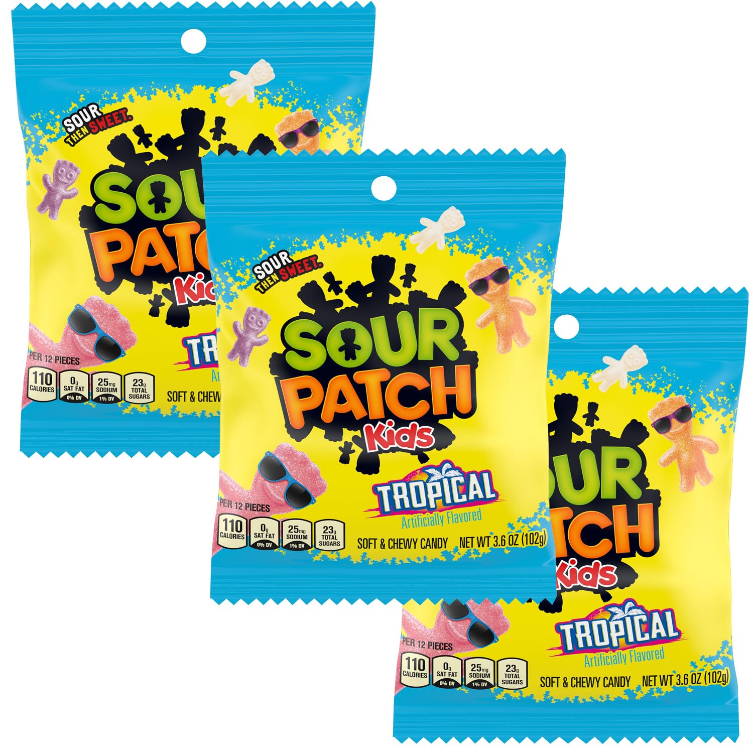 SourPatch Kids Tropical, 3.6 Ounce Bags (Pack of 3)