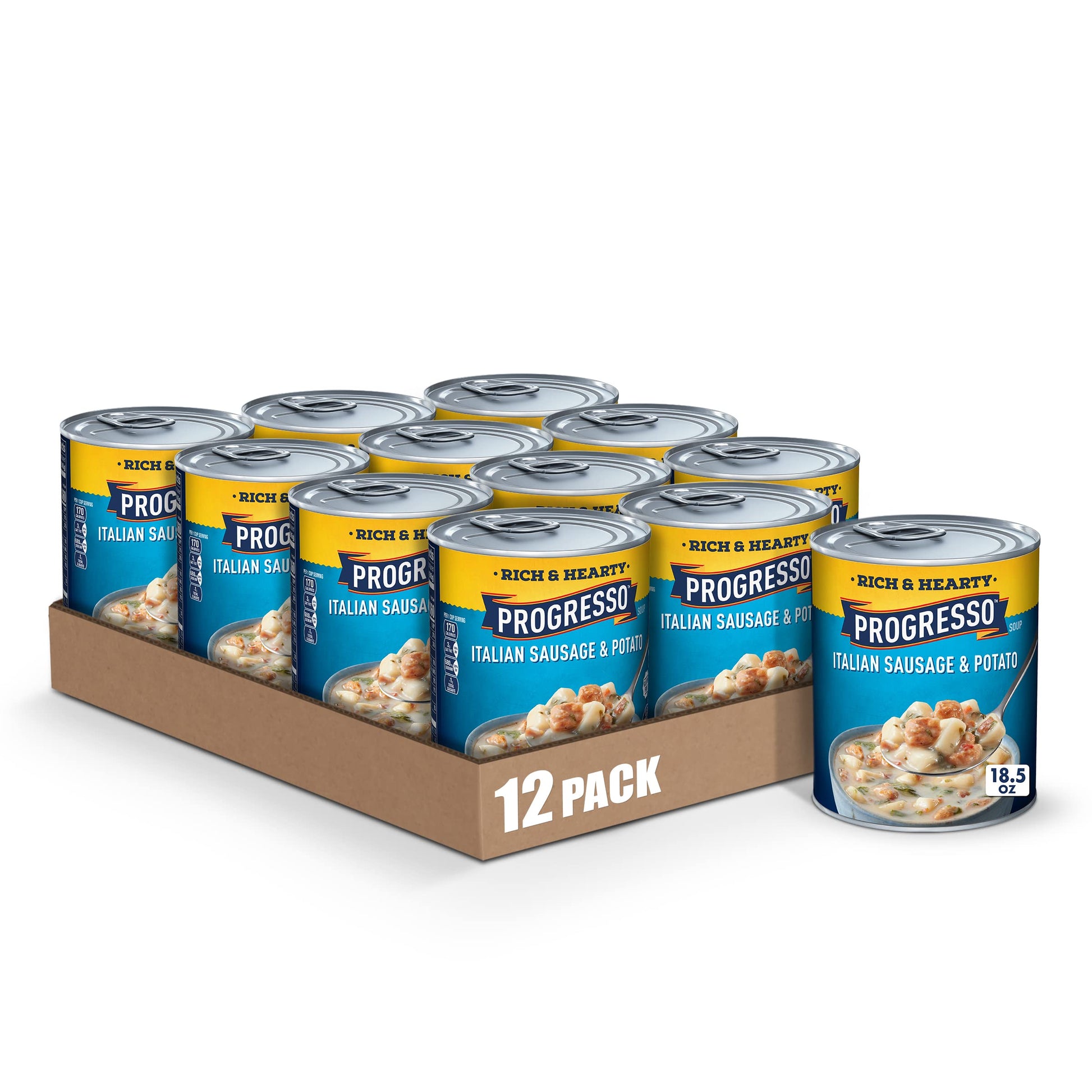 Progresso Rich & Hearty, Italian Sausage & Potato Canned Soup, Gluten Free, 18.5 Oz. (Pack Of 12)