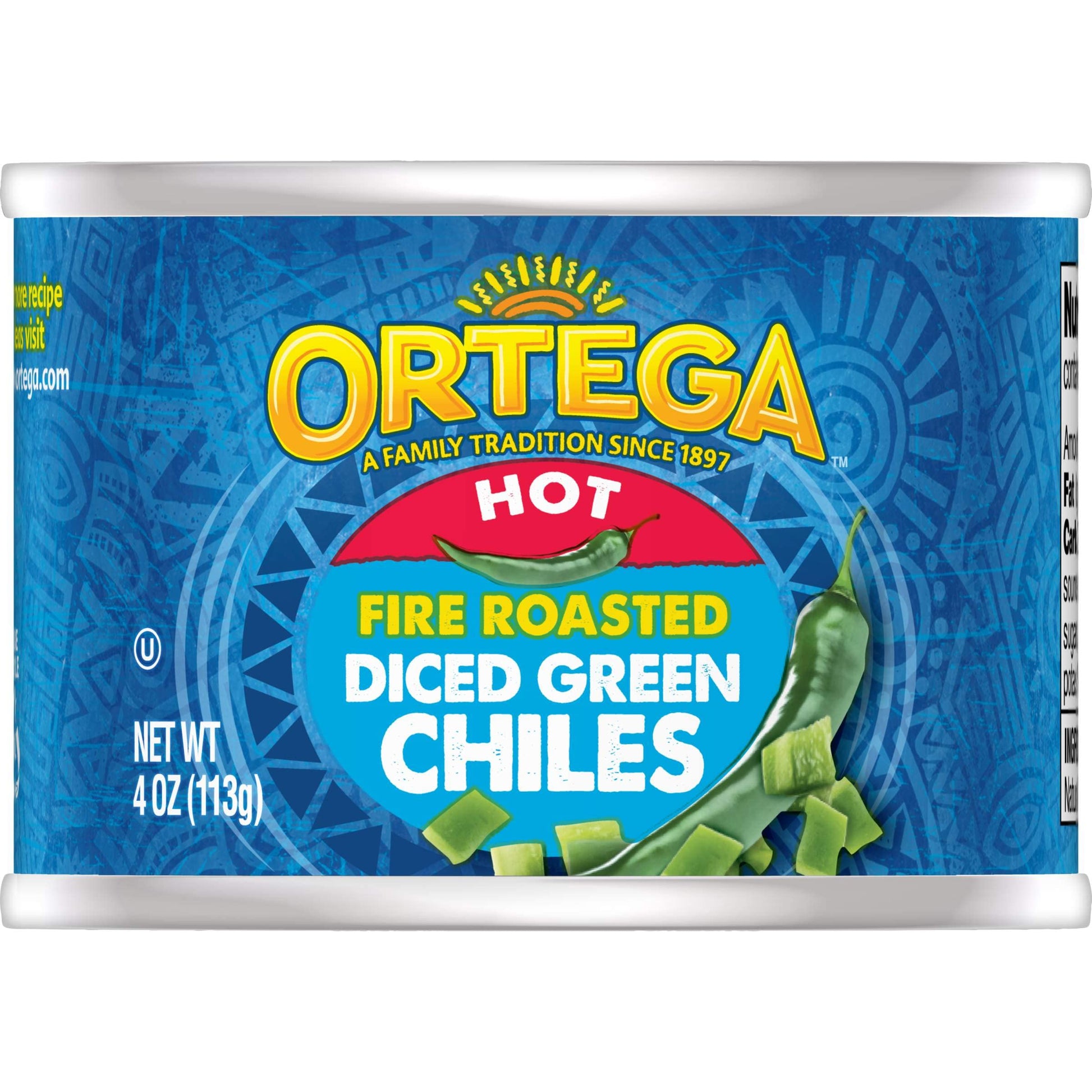Ortega Diced Hot Green Chiles, 4 oz