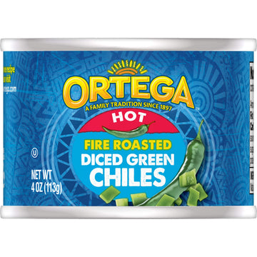 Ortega Diced Hot Green Chiles, 4 oz