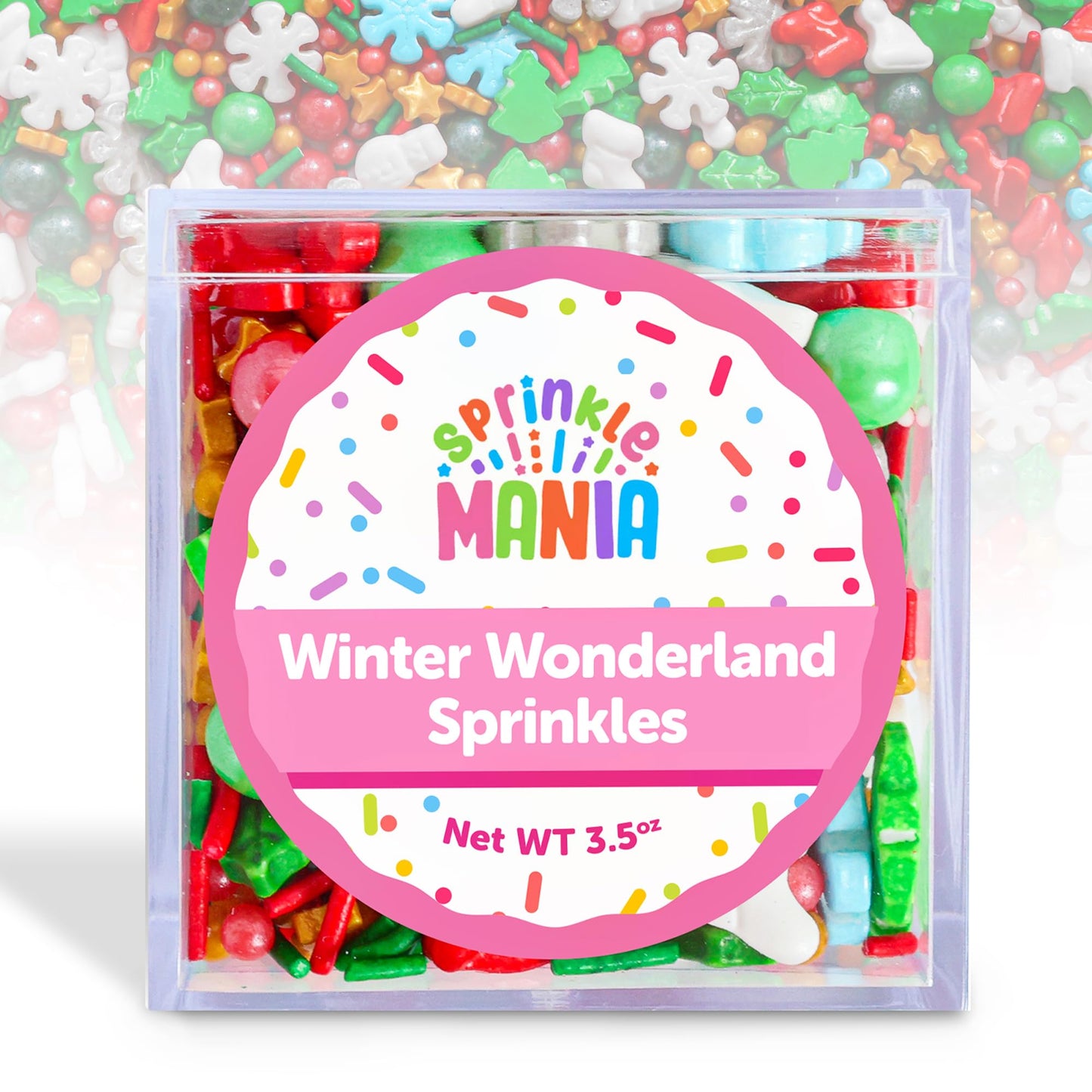Sprinklemania Winter Wonderland Christmas Sprinkles - Festive Mix of Snowflake, Snowman, Santa Hat, Tree, Stocking & Ornament, 3.5 oz, Multicolor