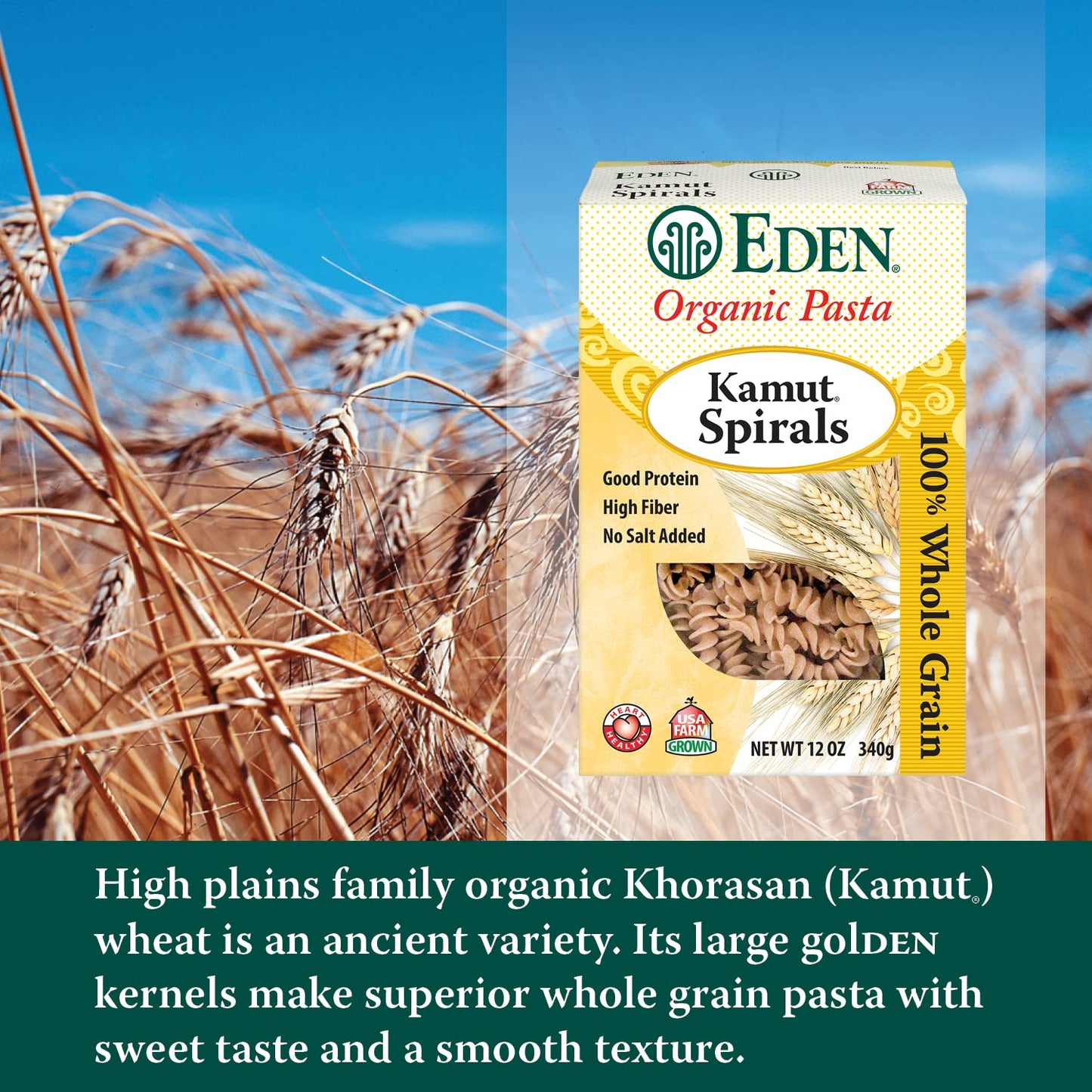 Eden Organic Kamut Spirals, Fusilli, 100% Whole Grain, 12-Ounce (2)