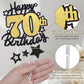 Happy 70Th Birthday Cake Topper, Black And Gold Glitter Cake Toppers, 70 Year Birthday Party Cake Decoration