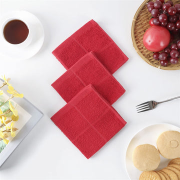 Glynniss Dishcloths Kitchen Highly Absorbent Dish Rags 100% Cotton Dish Cloths For Washing Dishes (Red)