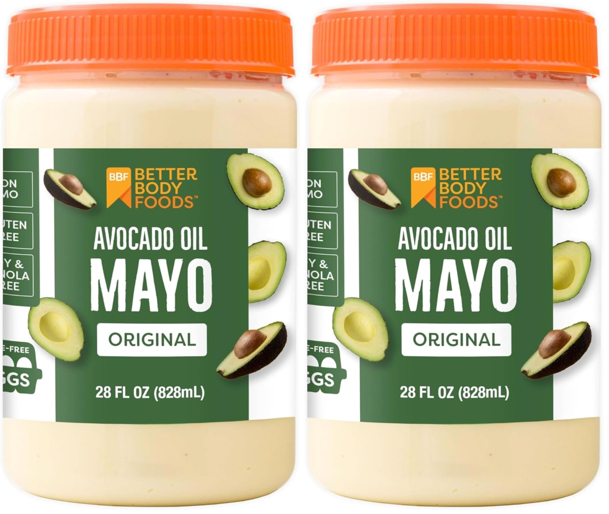 BetterBody Foods Avocado Oil Mayonnaise, Non-GMO Mayo Spread Made with Cage-Free Eggs, Paleo (28 Ounces) (Pack of 2)