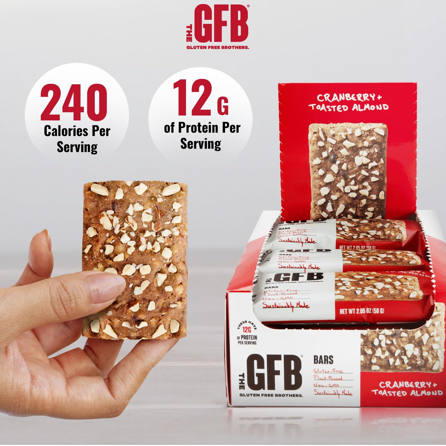The Gluten Free Brothers - Cranberry Toasted Almond Snack Bars - Gluten Free Protein Bars - Non Gmo, Soy Free, Dairy Free, Vegan
