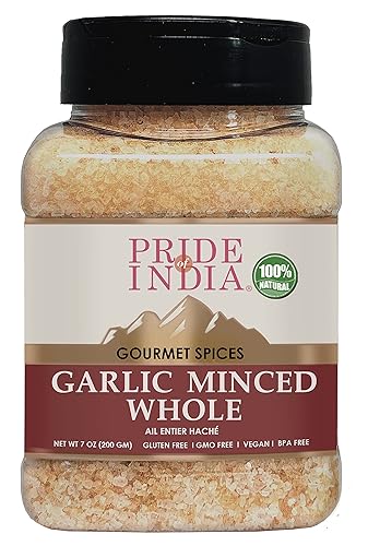 Pride Of India- Garlic Minced Whole- 7Oz (200Gm)- Made From Whole, Fresh Garlic Cloves To Give Finely Grated Uniform Strips - Gm