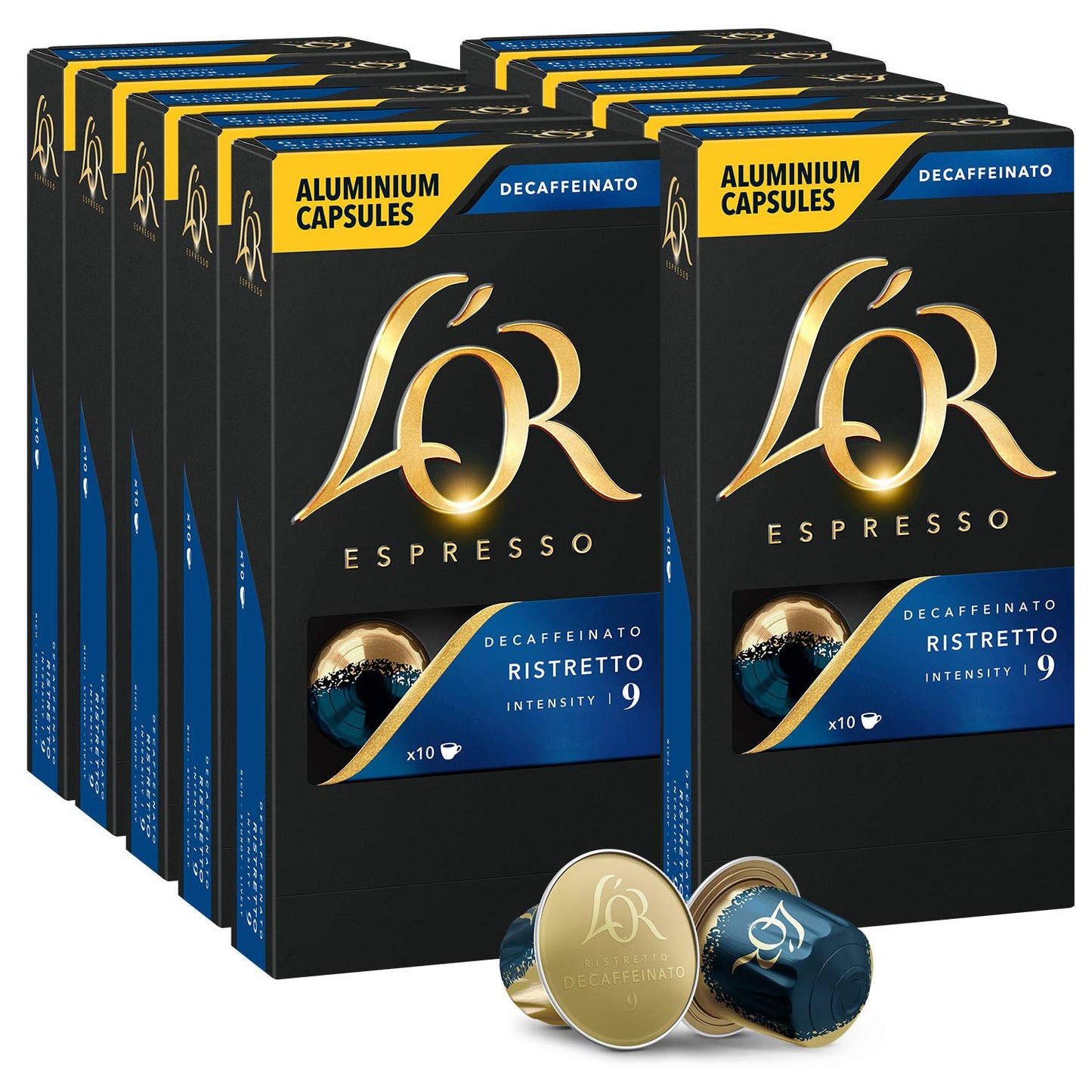 LOR DECAF Espresso Capsules, 100 Count, Compatible with LOR BARISTA & Nespresso Original Machines