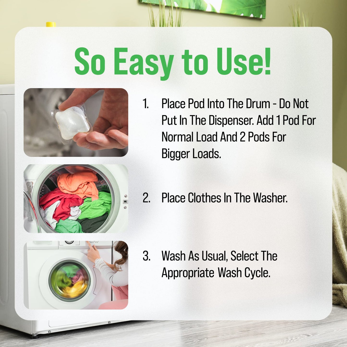 Rockin' Green Laundry Detergent Pods, Plant Based, All Natural Laundry Detergent Pods, Vegan And Biodegradable Odor Fighter, Saf