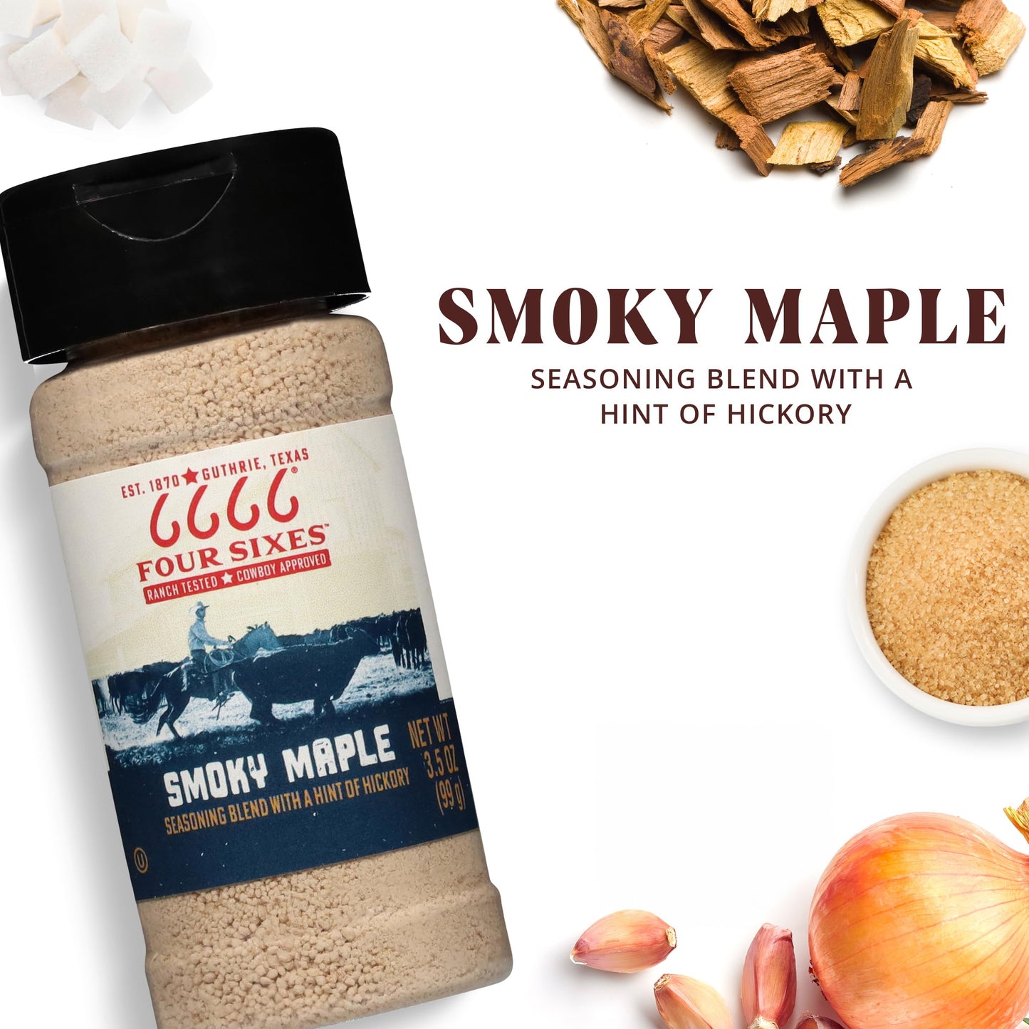 6666 Four Sixes Smoky Maple Seasoning  3.5 Ounce