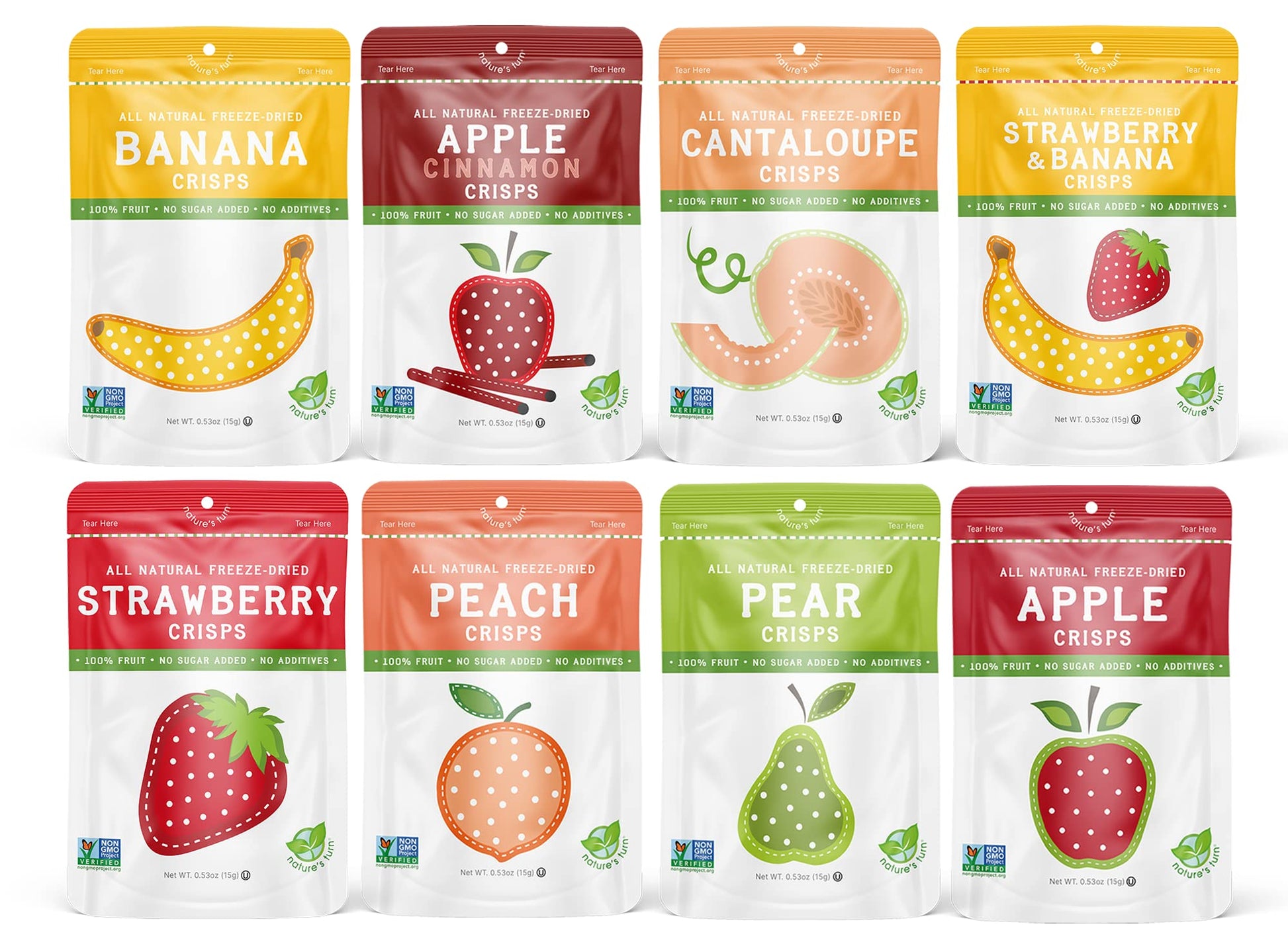 Nature'S Turn Freeze-Dried Fruit Snacks, Sampler Variety Pack Of 8 (0.53 Oz Each)