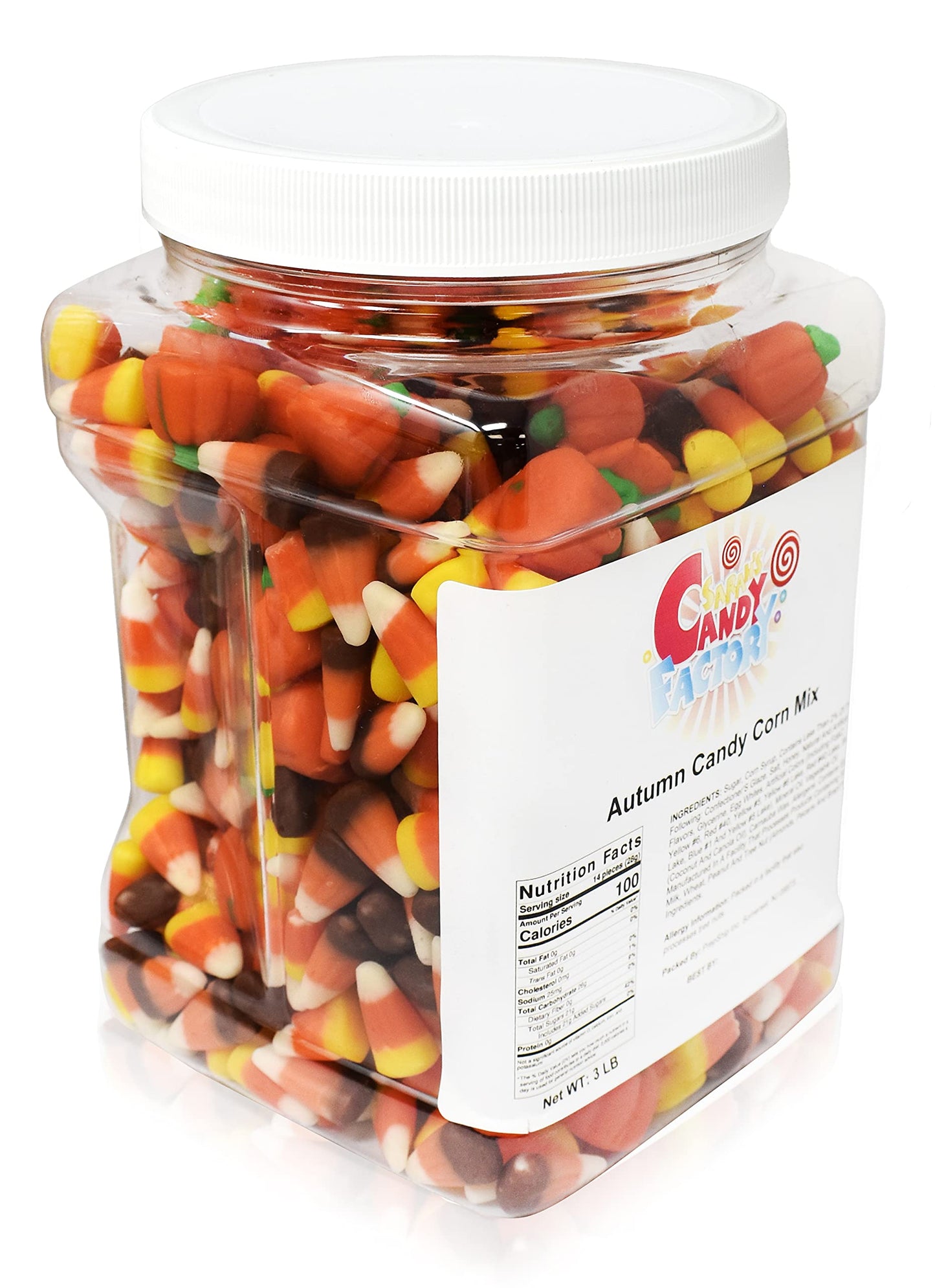 Sarahs Candy Factory Pumpkin- Candy Corn-Indian Corn- Autumn Mix in Jar, 3 Lbs