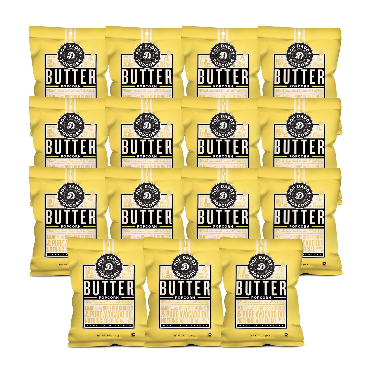 POP DADDY Gourmet Flavored Popcorn Snacks, 2 Oz Healthy Gluten Free, 15 Pack