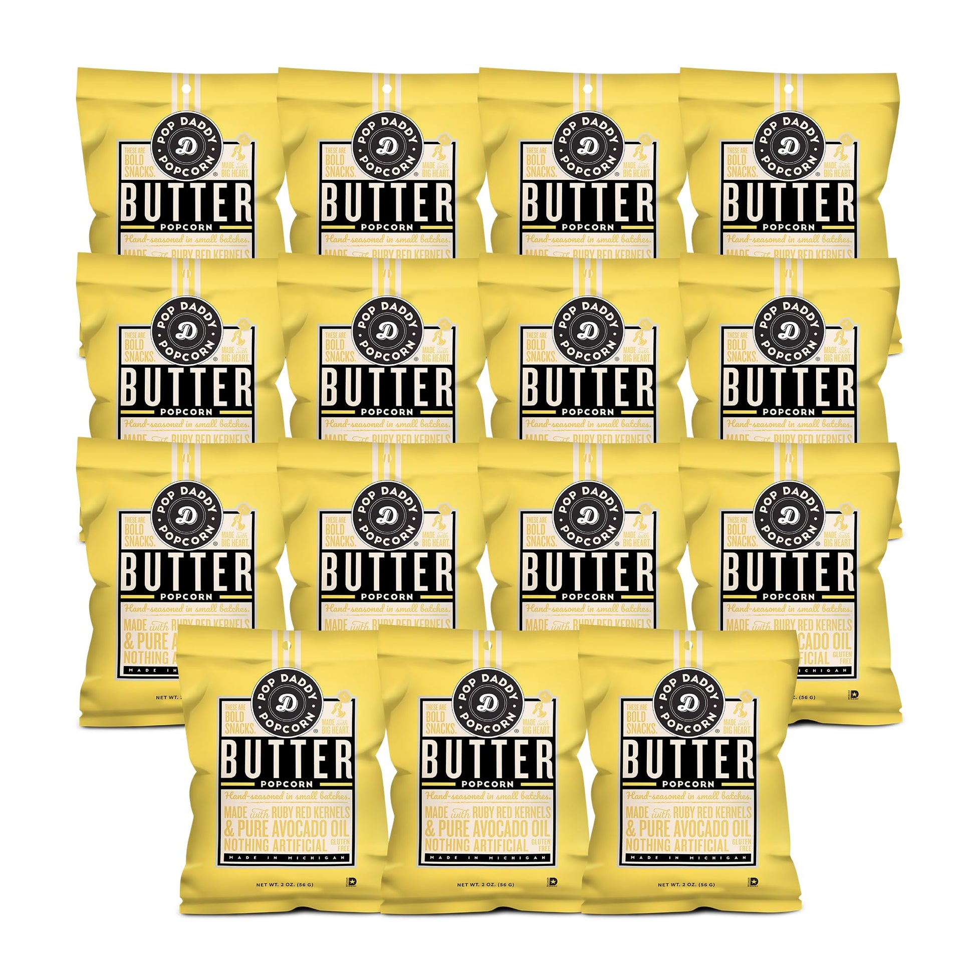 POP DADDY Gourmet Flavored Popcorn Snacks, 2 Oz Healthy Gluten Free, 15 Pack