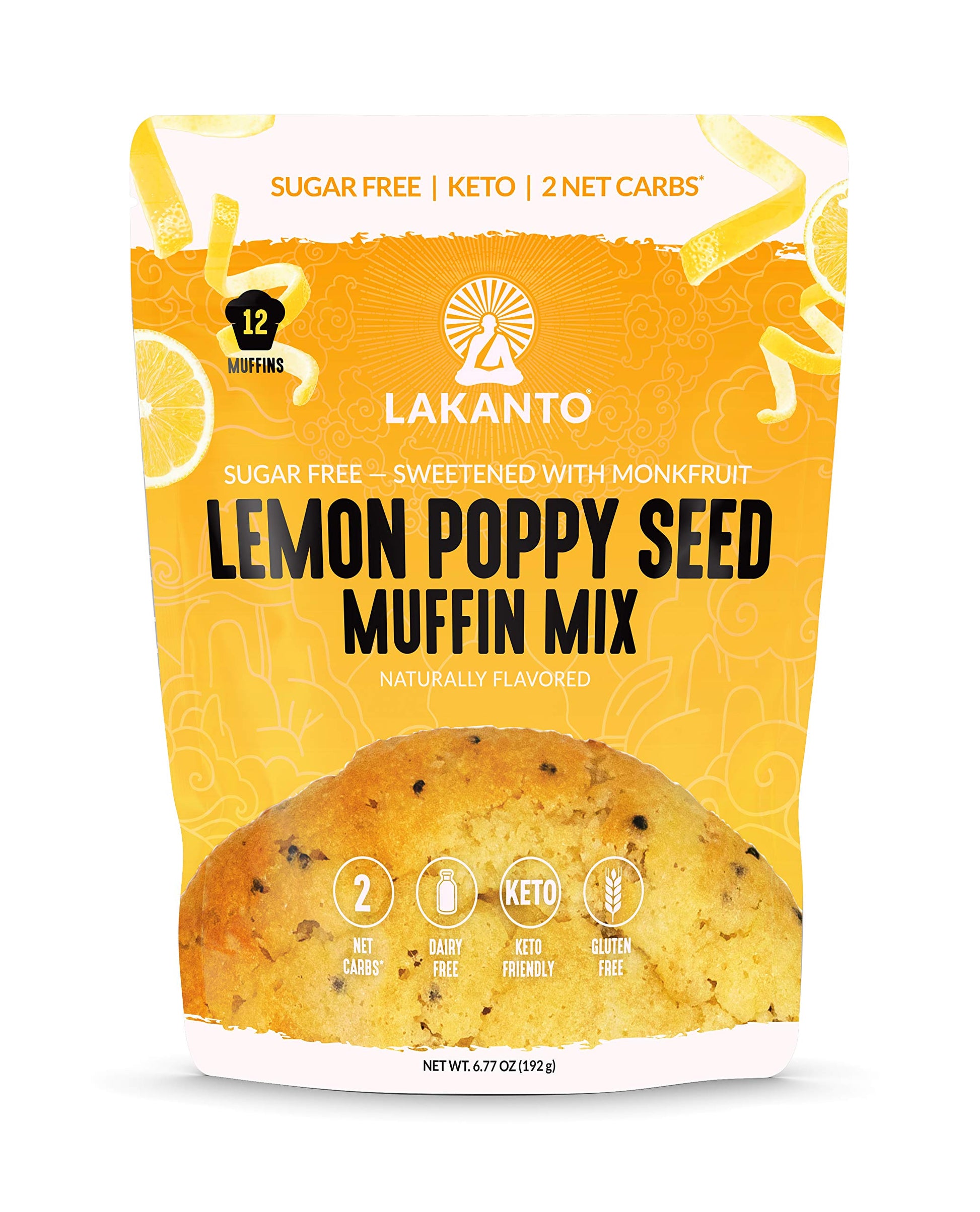 Lakanto Sugar Free Lemon Poppy Seed Muffin Mix - Sweetened With Monk Fruit Sweetener, 2G Net Carbs, Dairy Free, Keto Diet Friend