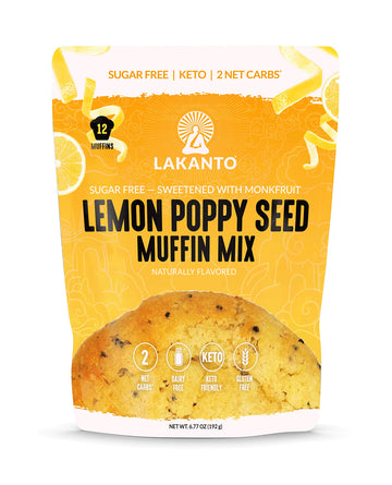 Lakanto Sugar Free Lemon Poppy Seed Muffin Mix - Sweetened With Monk Fruit Sweetener, 2G Net Carbs, Dairy Free, Keto Diet Friend