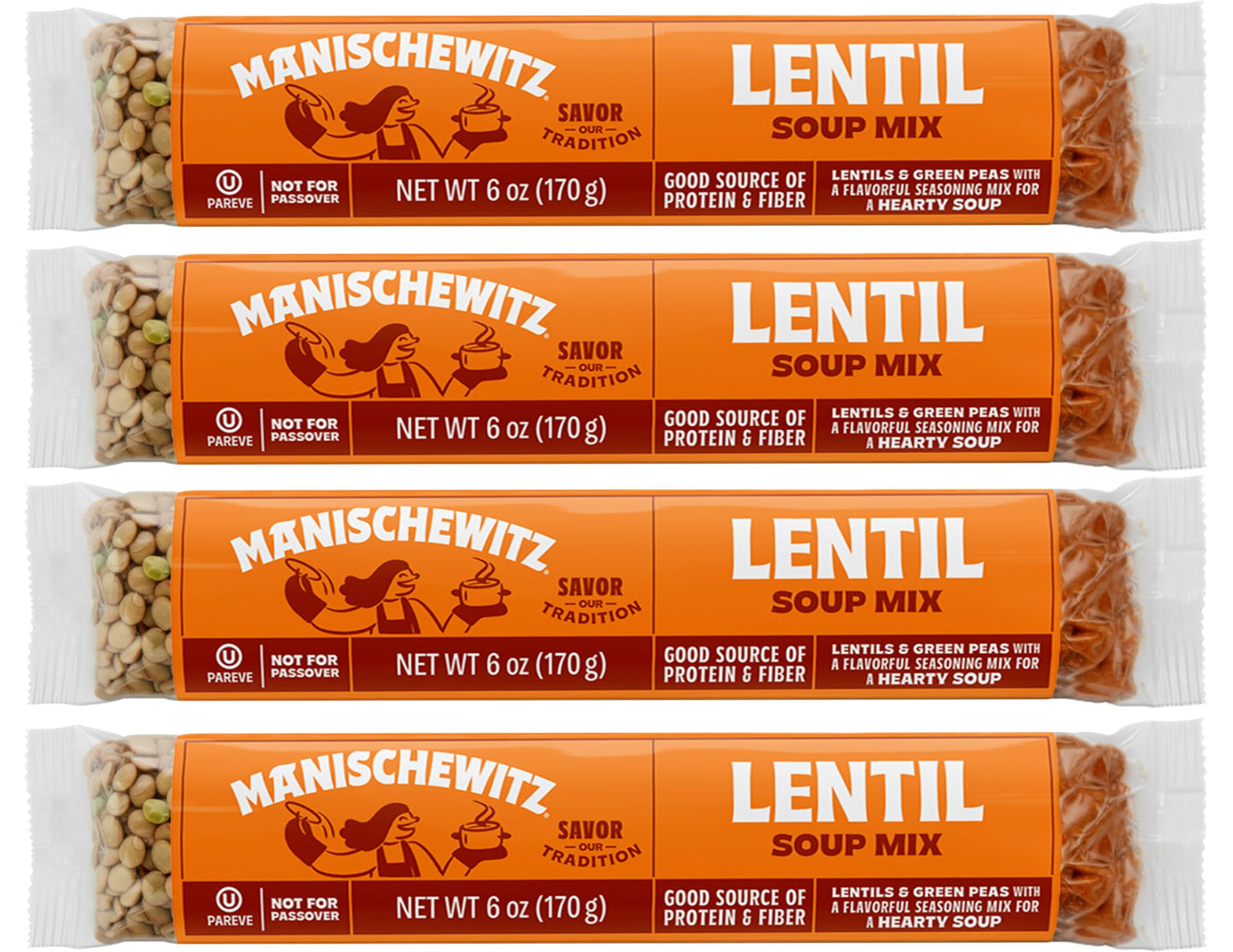 Manischewitz Lentil Soup Mix (4 Pack) Cello Soup Mix