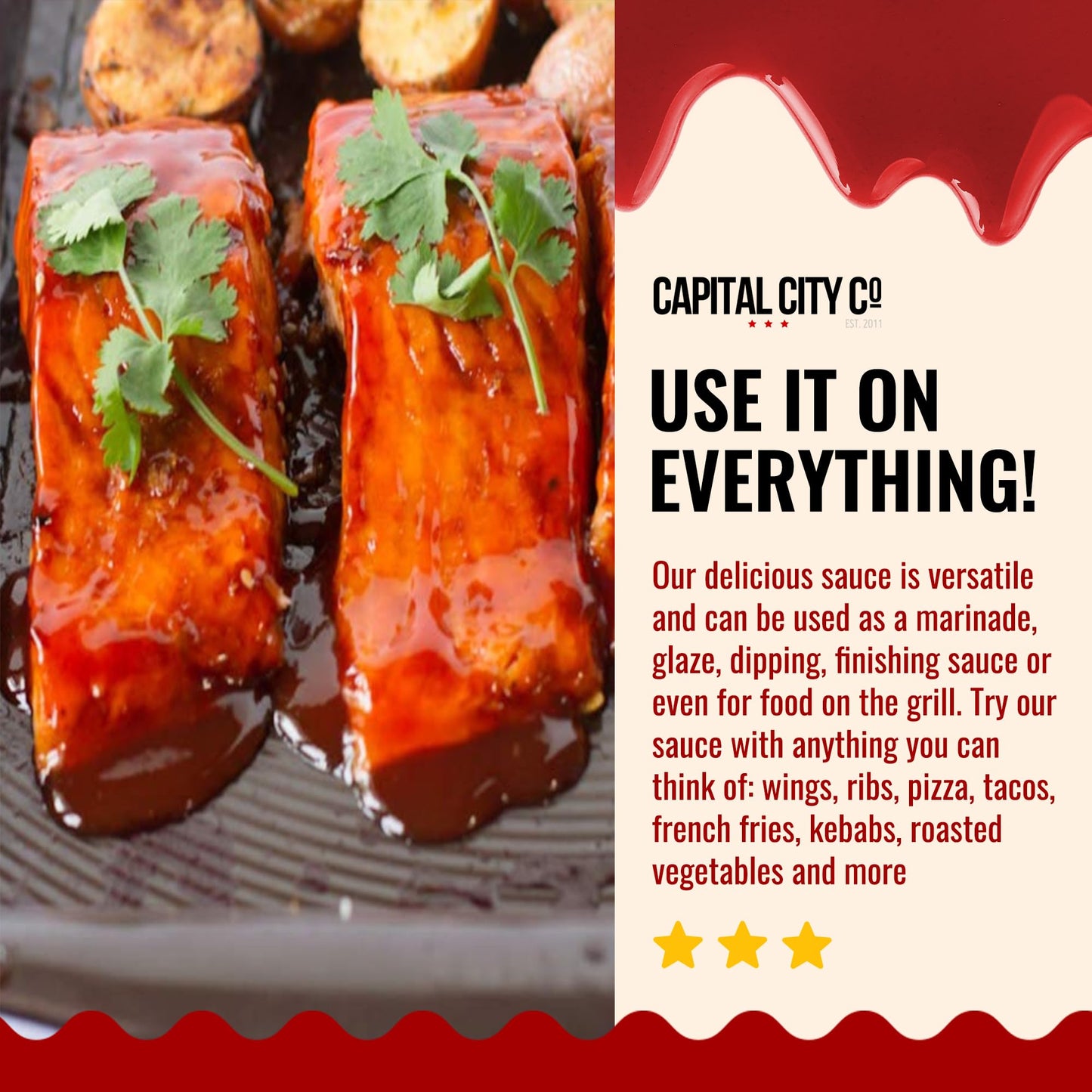 Capital City Mambo Sauce - Mild Recipe | Washington Dc Wing Sauces | Perfect Condiment Topping For Wings, Chicken, Pork, Beef, S
