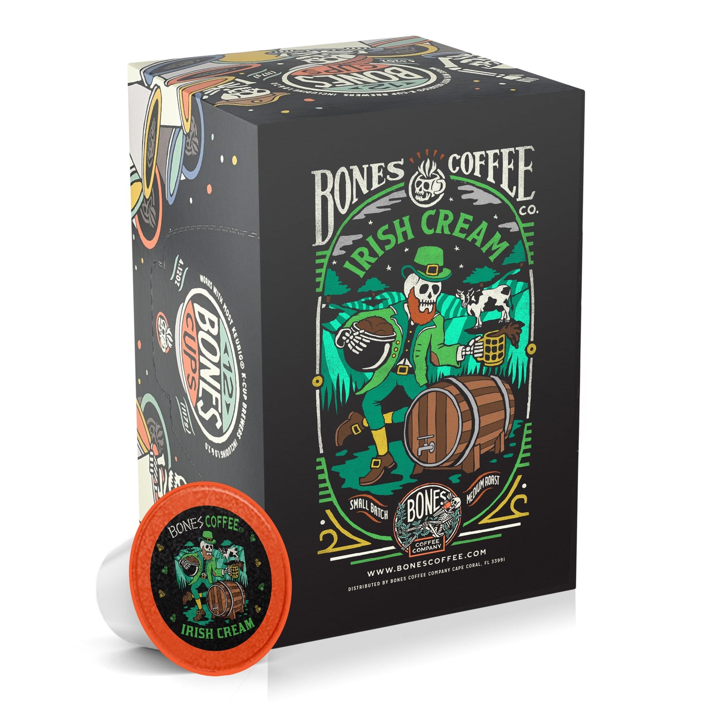 Bones Coffee Company Flavored Coffee Bones Cups Irish Cream Flavored Pods | 12Ct Single-Serve Coffee Pods Compatible With Keurig