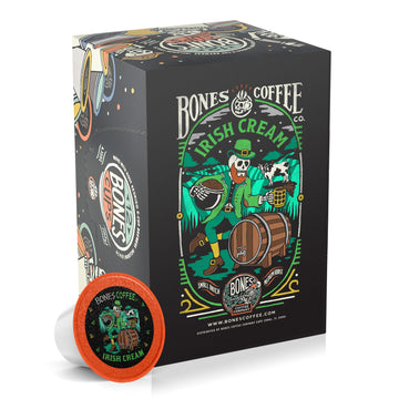 Bones Coffee Company Flavored Coffee Bones Cups Irish Cream Flavored Pods | 12Ct Single-Serve Coffee Pods Compatible With Keurig