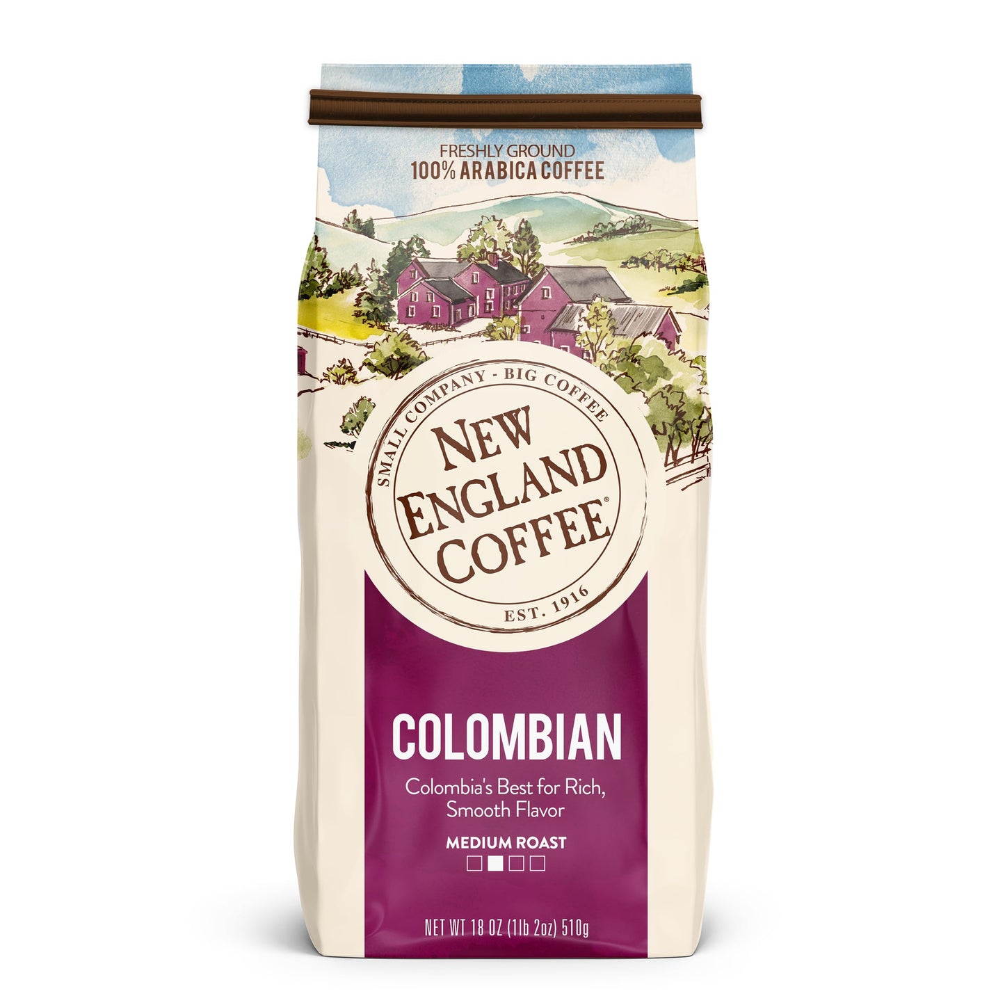 New England Coffee Colombian Medium Roast Ground Coffee  18Oz Bag (Pack Of 1)