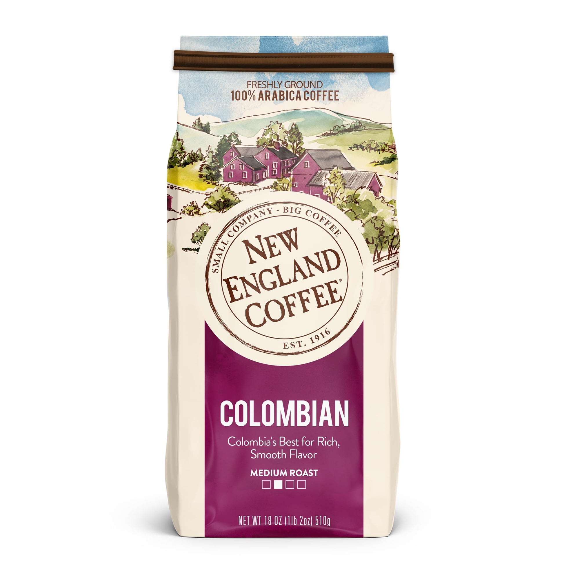 New England Coffee Colombian Medium Roast Ground Coffee  18Oz Bag (Pack Of 1)