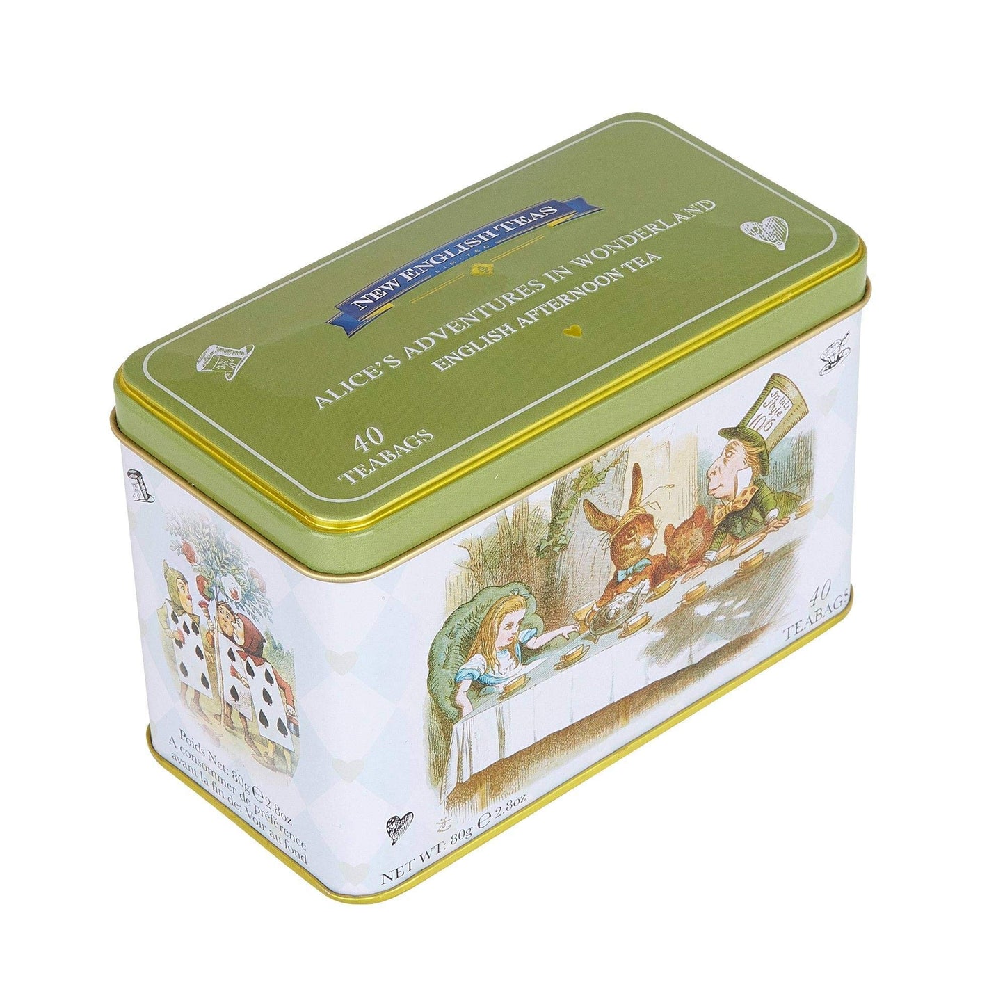 New English Teas Alice In Wonderland Tea Tin With 40 English Afternoon Teabags, Mad Hatter Tea Party