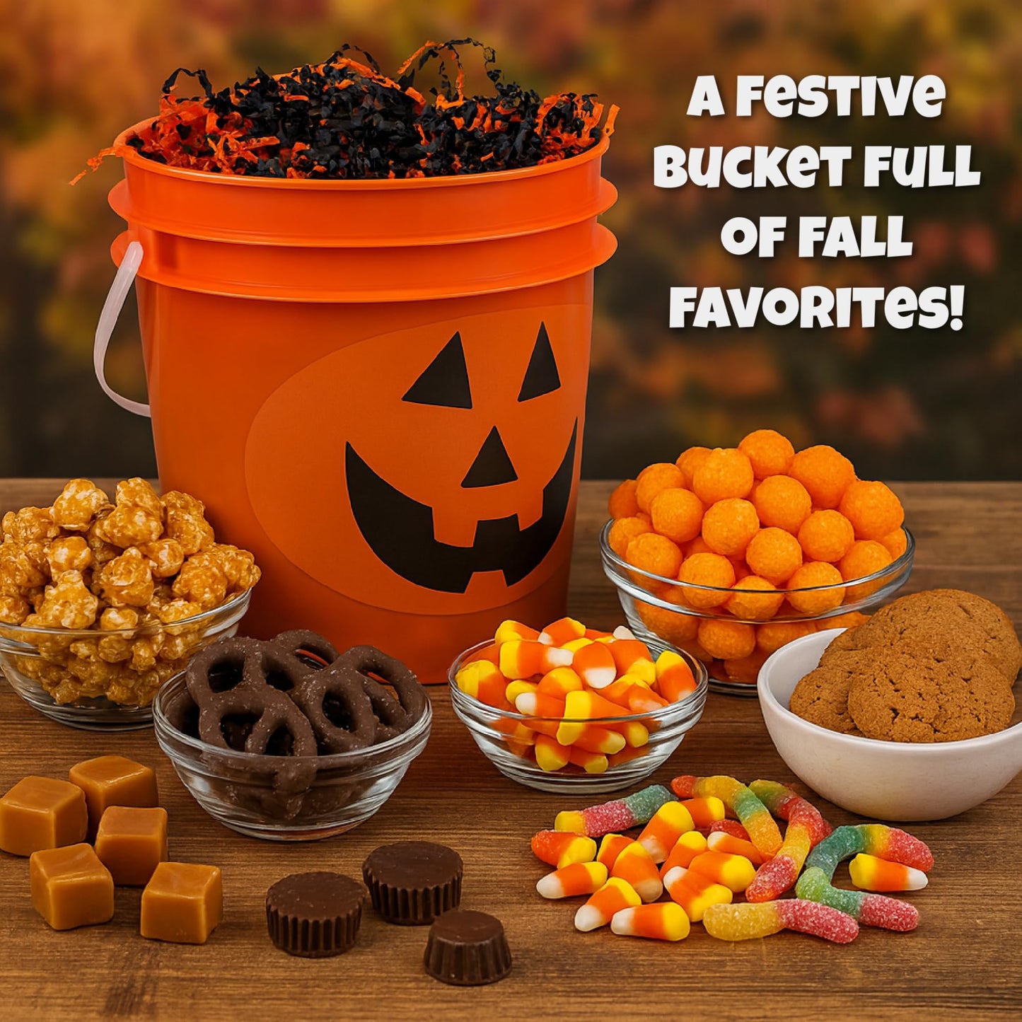Halloween Snack Pail Gift Basket, Candy And Snacks Care Package Assortment For Boys Girls College Students Office Children Kids