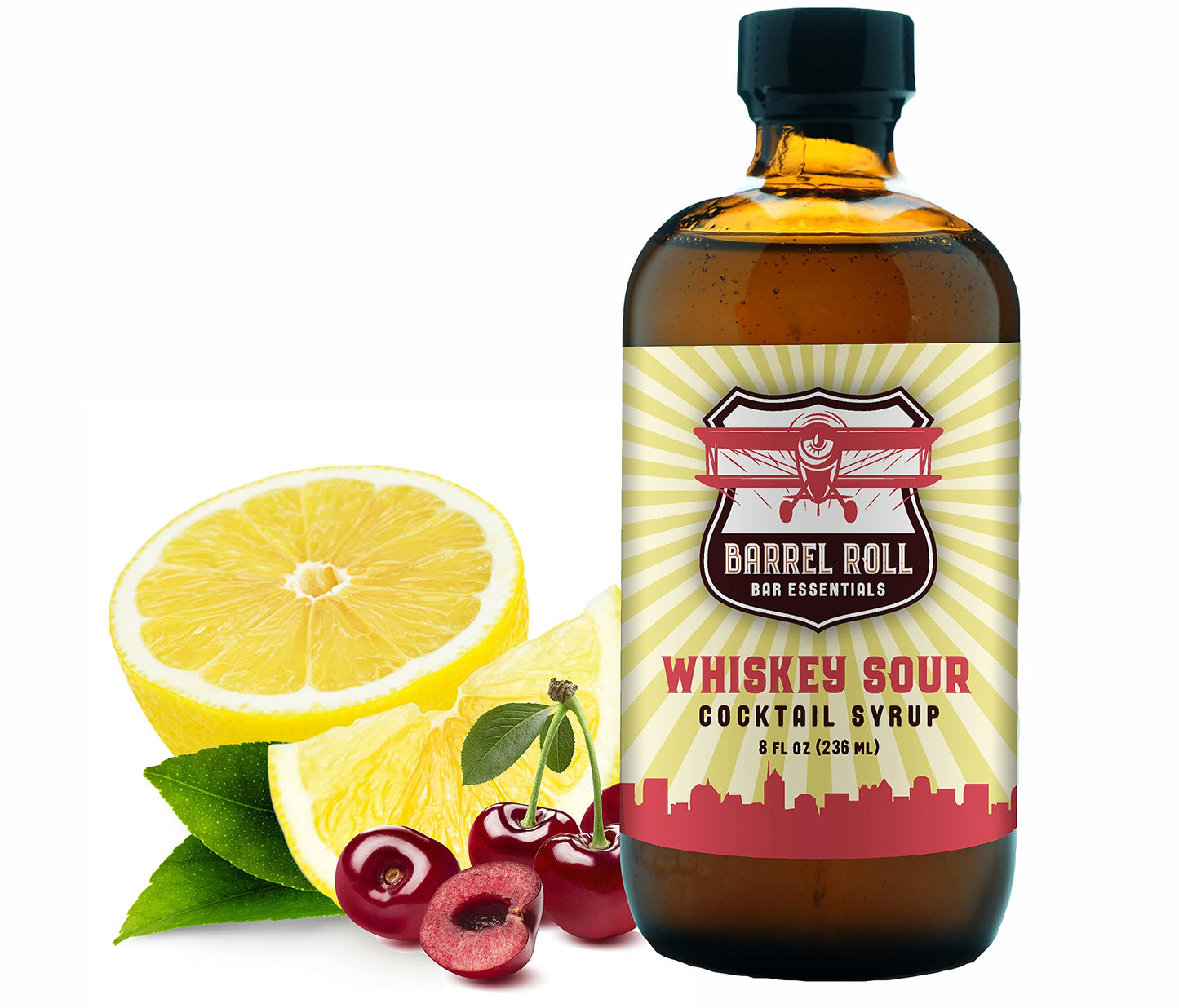 Barrel Roll Bar Essentials Whiskey Sour Cocktail Mix - All-Natural Small Batch Syrup - 8 Fl Oz