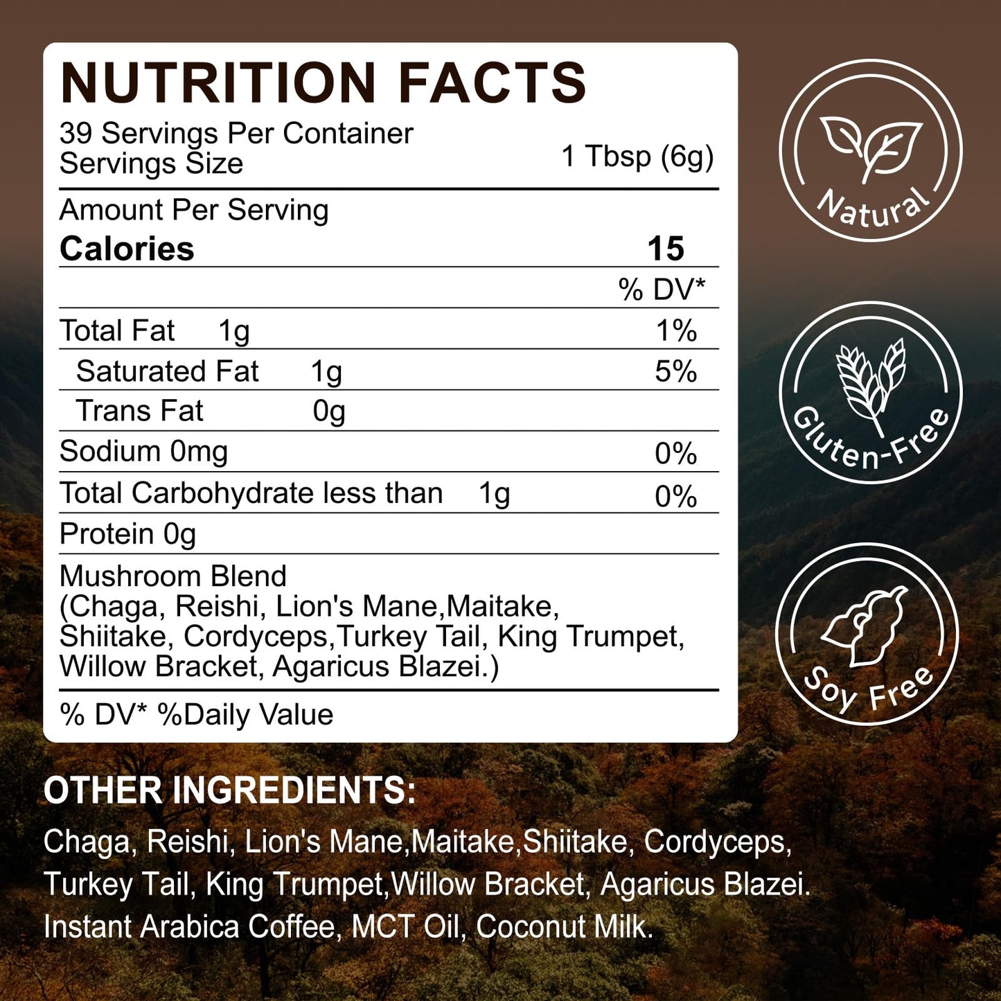 Mushroom Coffee | 10 Superfood Mushrooms Instant Coffee | Better Energy, Focus, Digestion, Immunity | Cordyceps, Lions Mane, Tur